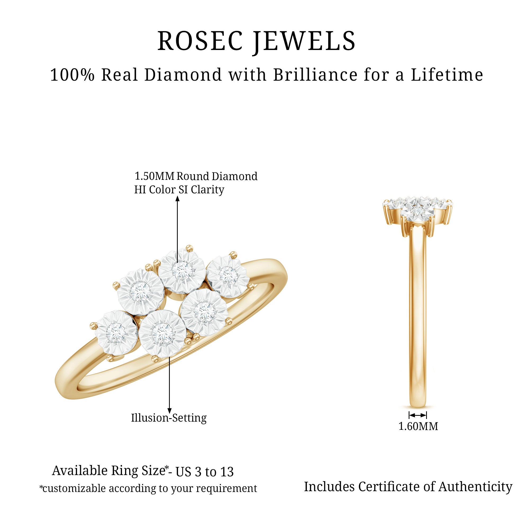 Rosec Jewels-Natural Diamond Cluster Promise Ring for Women