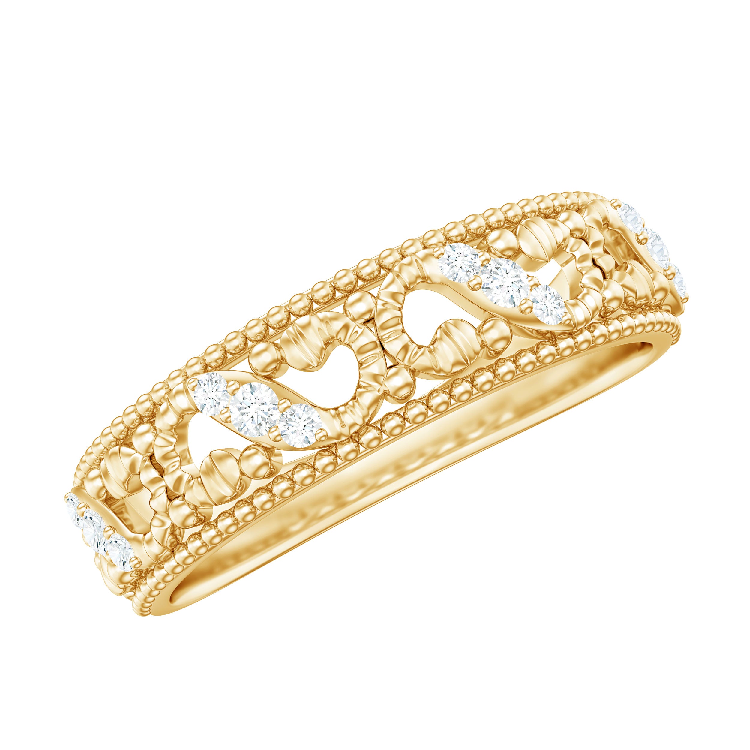 Rosec Jewels-Vintage Looking Diamond Band Ring for Women
