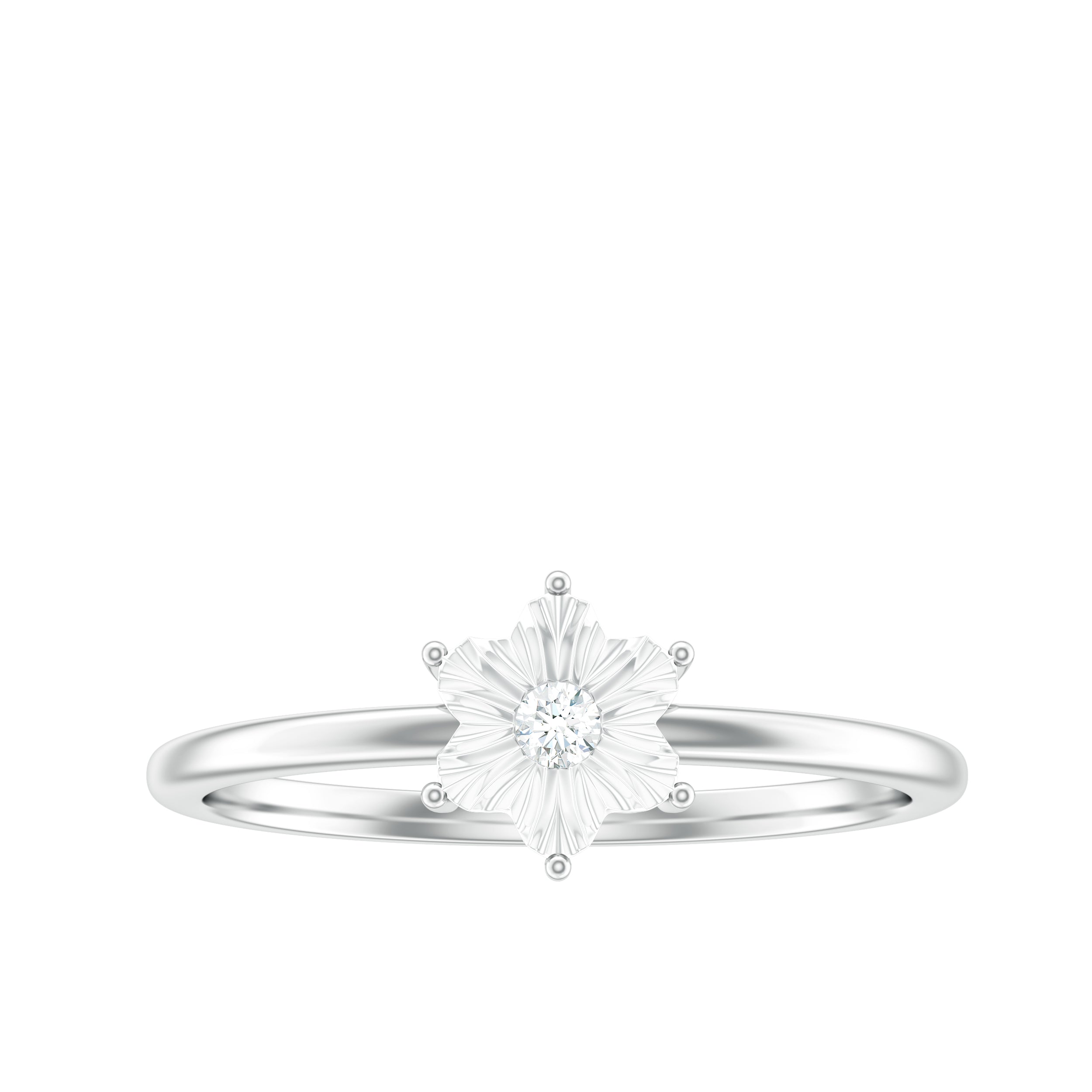 Rosec Jewels-Miracle Plate Diamond Flower Ring with Certificate
