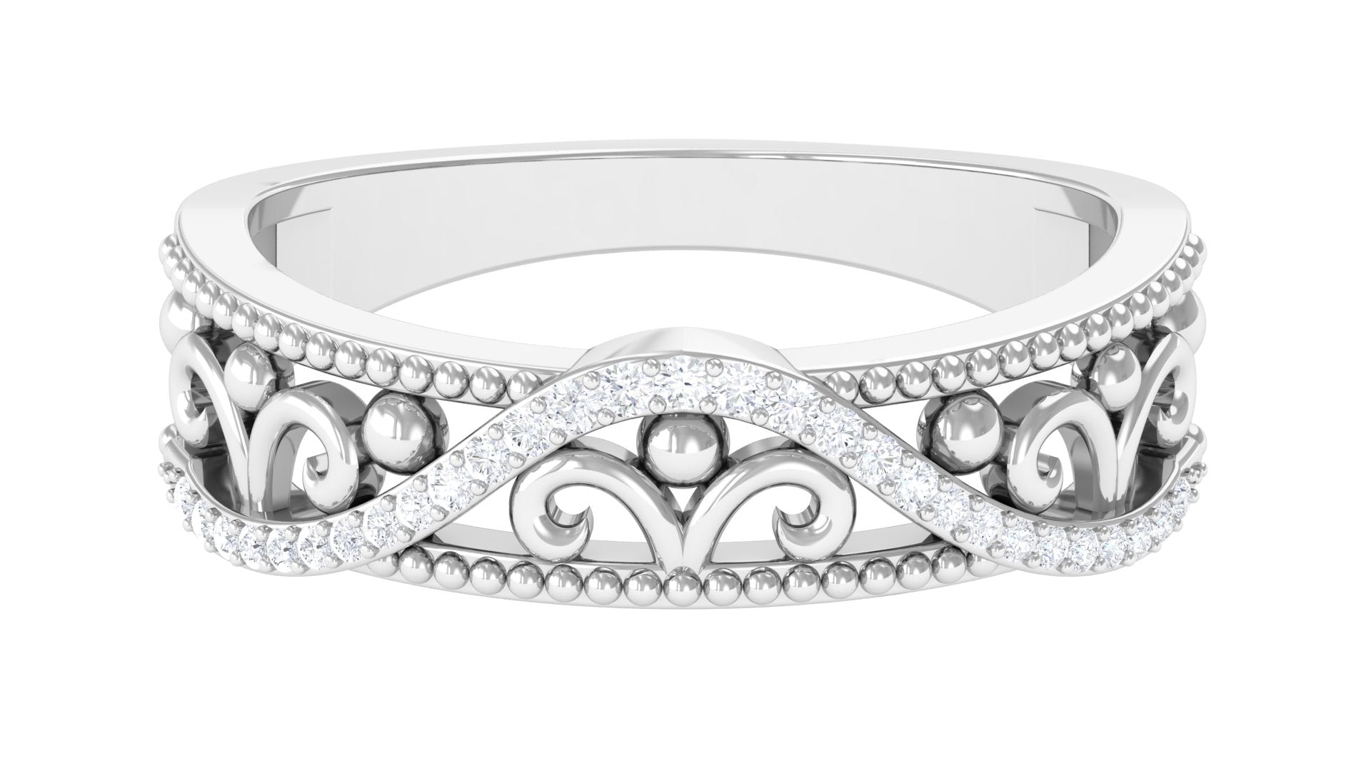 Rosec Jewels-Vintage Inspired Real Diamond Wedding Band