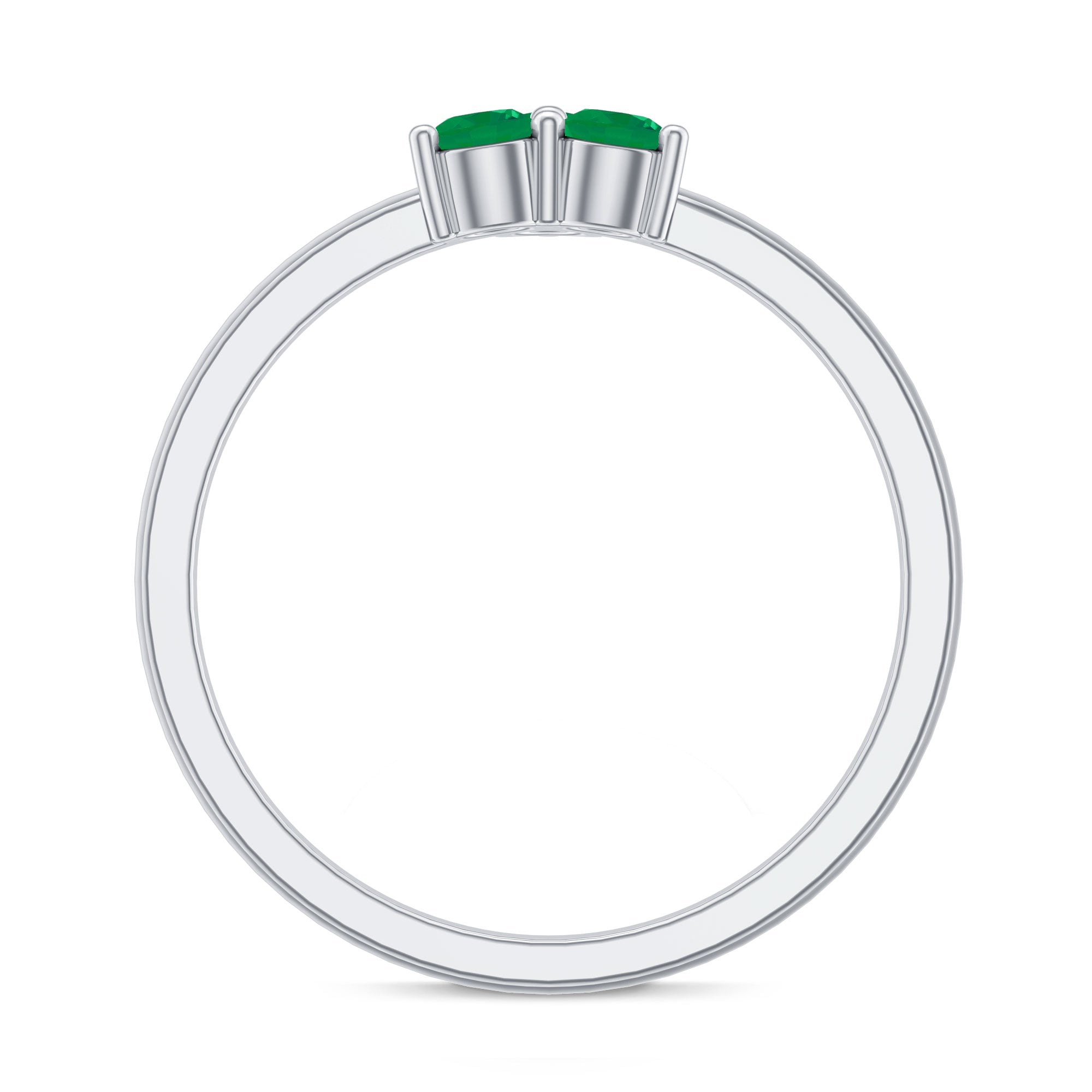 Rosec Jewels-Natural Emerald 3 Stone Promise Ring with Certificate
