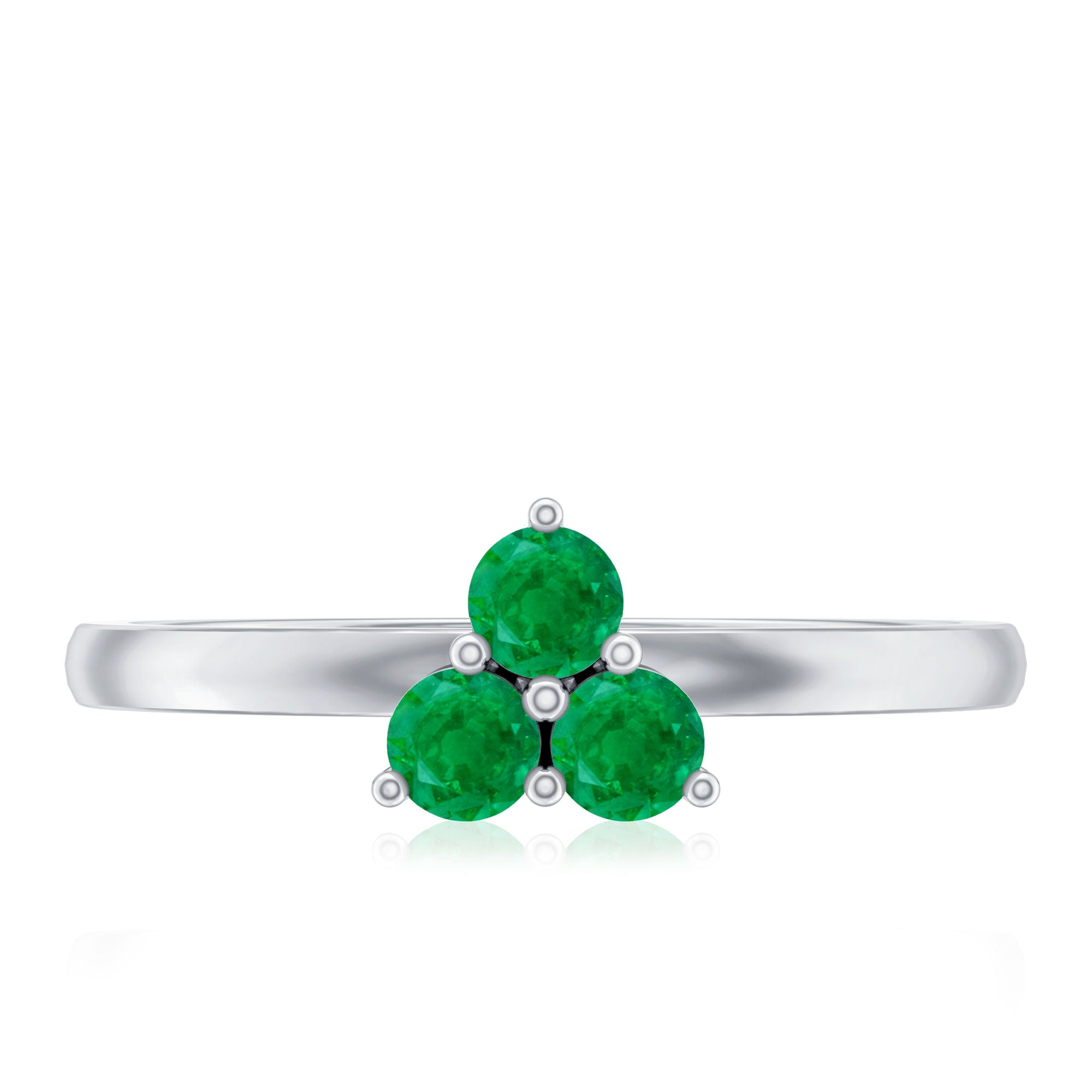 Rosec Jewels-Natural Emerald 3 Stone Promise Ring with Certificate