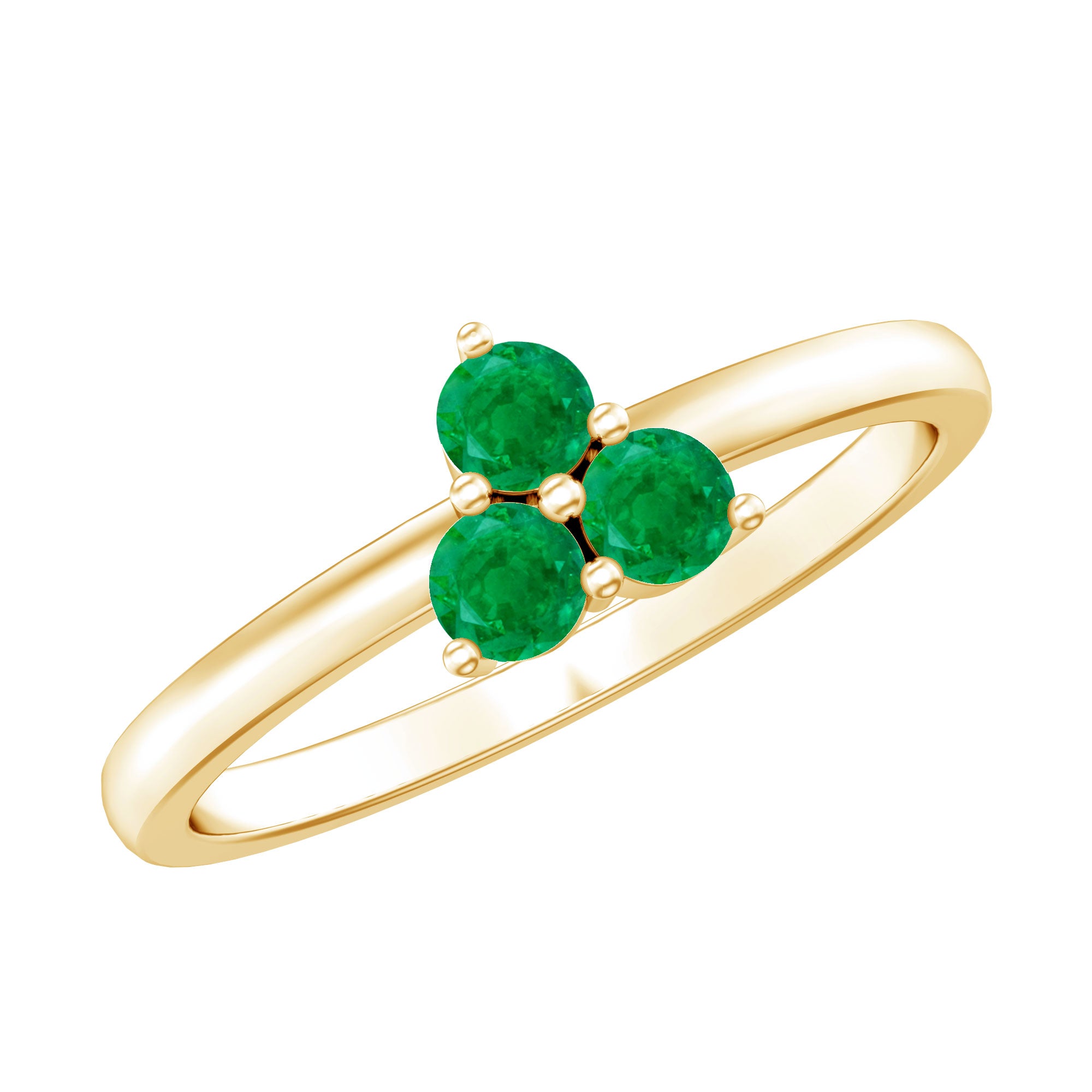 Rosec Jewels-Natural Emerald 3 Stone Promise Ring with Certificate