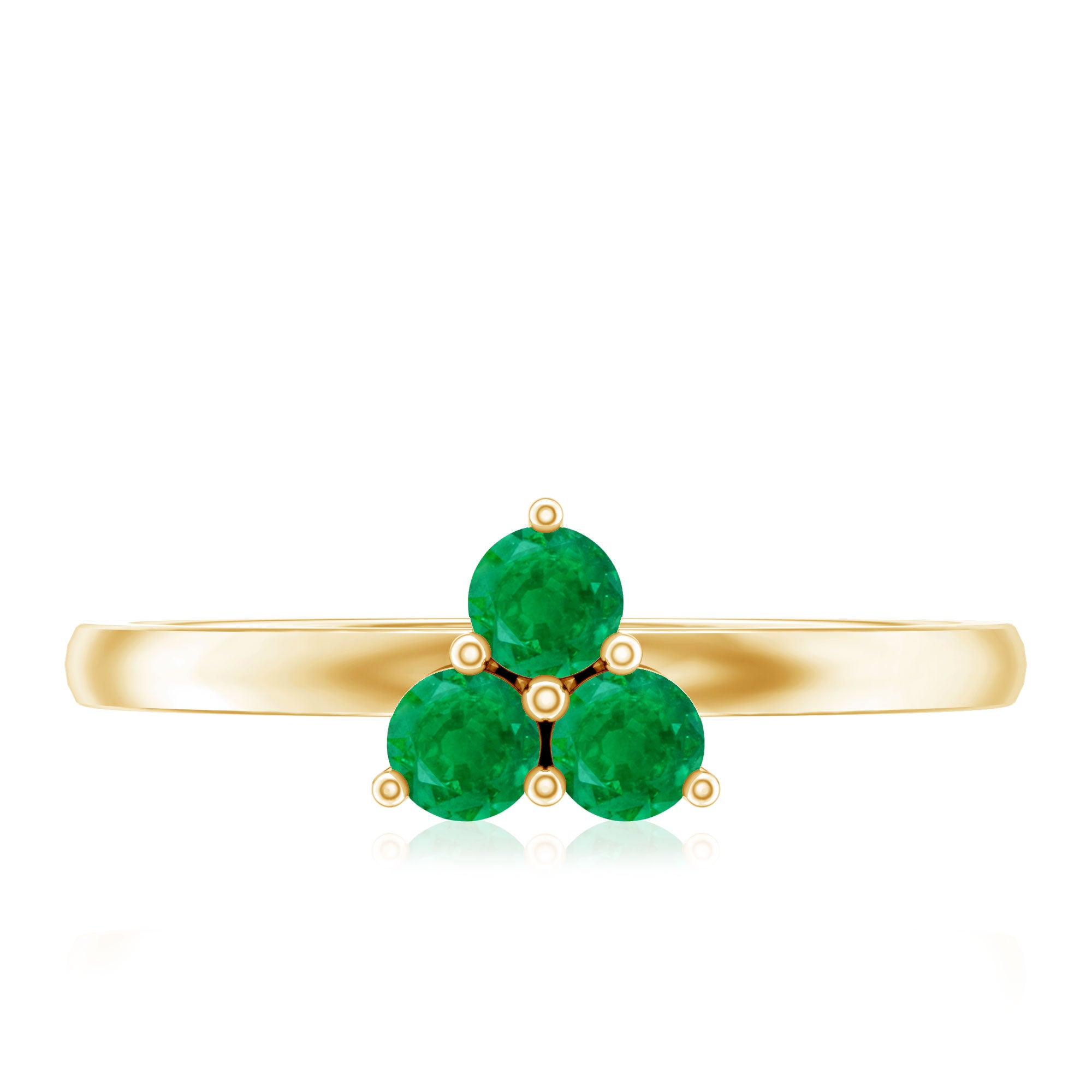 Rosec Jewels-Natural Emerald 3 Stone Promise Ring with Certificate
