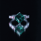 6 Carat Lab Created Emerald Engagement Ring with Lab Ruby and Diamond AAAA - Rosec Jewels
