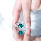 6 Carat Lab Created Emerald Engagement Ring with Lab Ruby and Diamond AAAA - Rosec Jewels