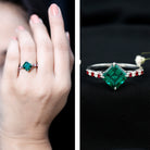 6 Carat Lab Created Emerald Engagement Ring with Lab Ruby and Diamond AAAA - Rosec Jewels