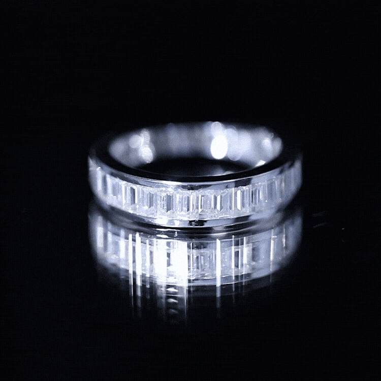 Channel Set Certified Moissanite Half Eternity Band Ring D-VS1 - Rosec Jewels