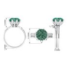 Created Green Sapphire Flower Wedding Ring Set with Moissanite Lab Created Green Sapphire - ( AAAA ) - Quality - Rosec Jewels