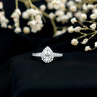 Certified Lab Grown Diamond Teardrop Halo Engagement Ring Lab - ( EF-VS ) - Rosec Jewels