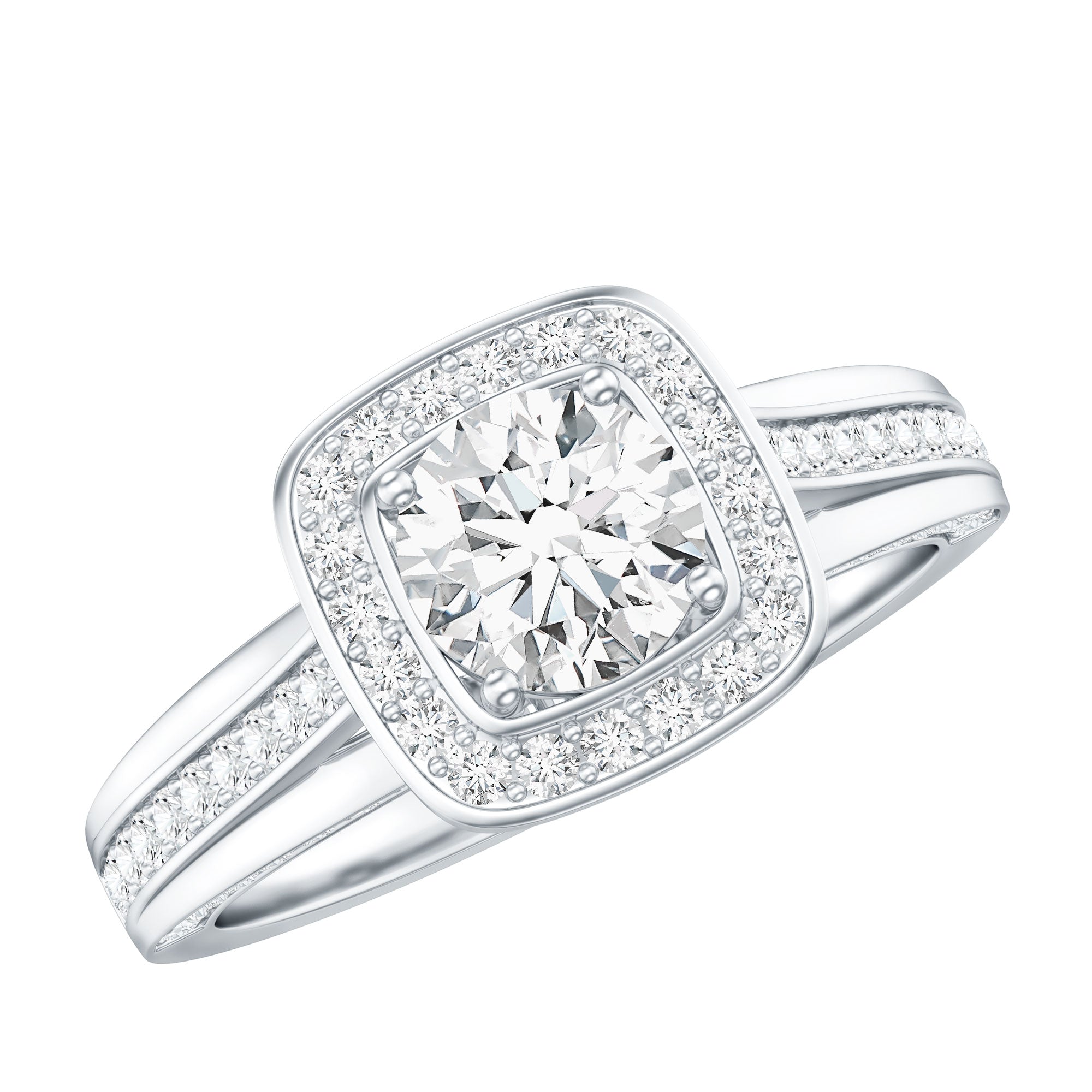 Certified 6 MM Lab Grown Diamond Halo Engagement Ring Lab - ( EF-VS ) - Rosec Jewels