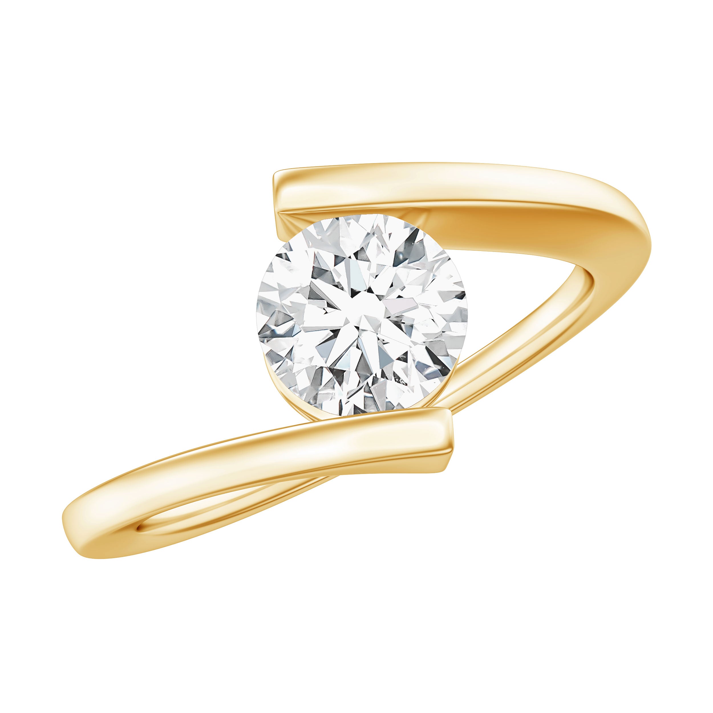 Certified 6 MM Lab Grown Diamond Tension Setting Engagement Ring Lab - ( EF-VS ) - Rosec Jewels