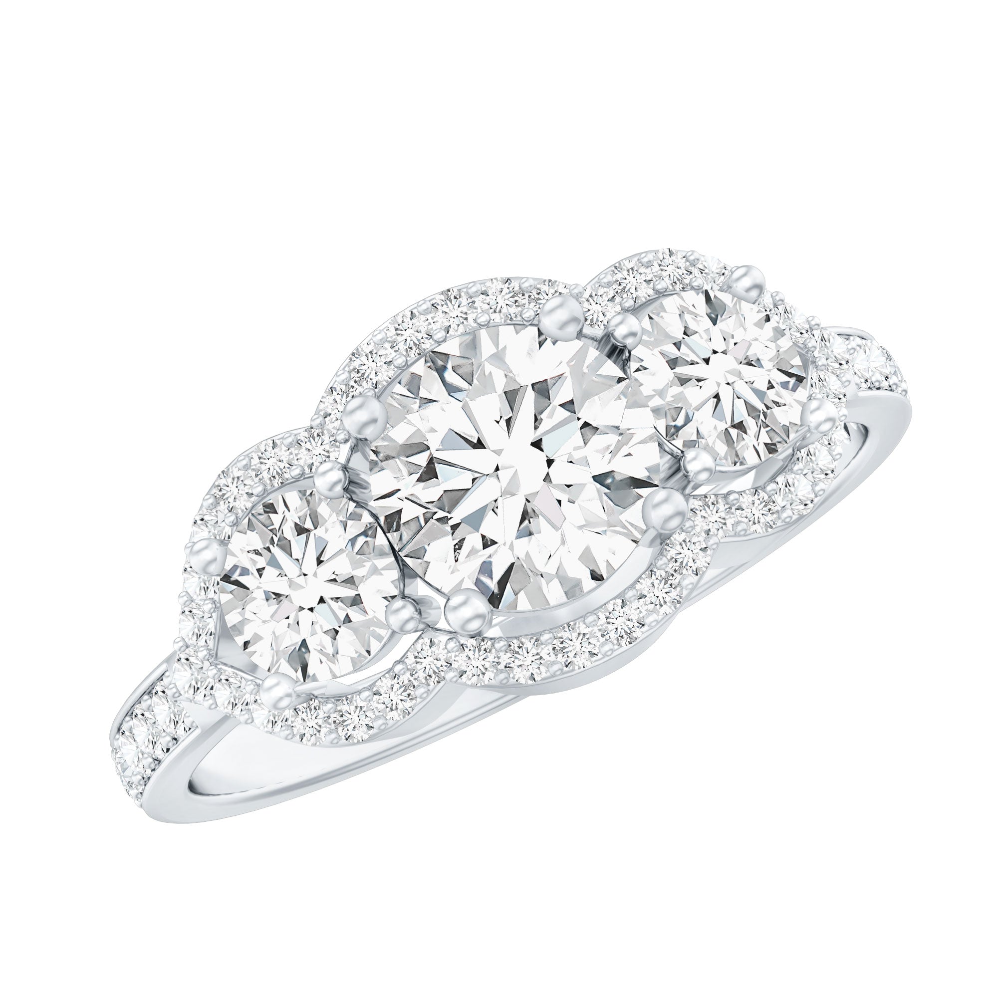 Certified Lab Grown Diamond 3 Stone Engagement Ring Lab - ( EF-VS ) - Rosec Jewels
