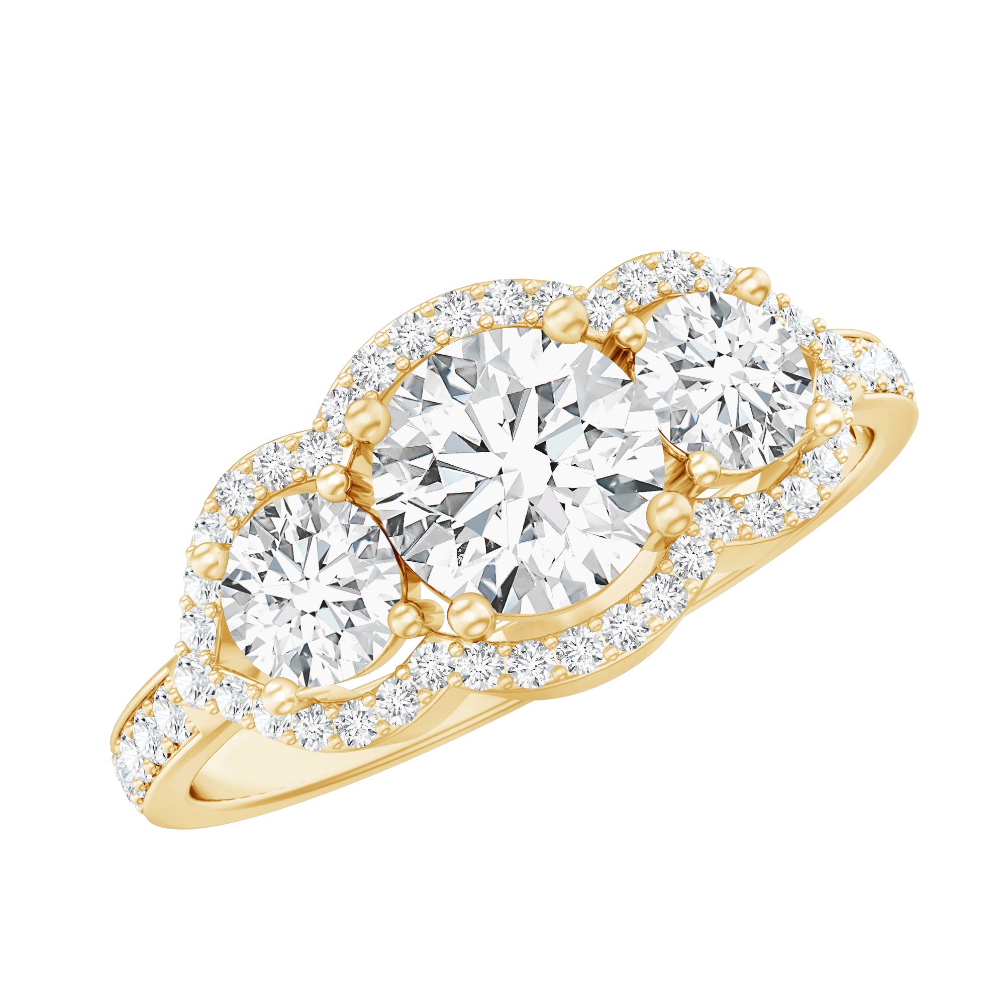 Certified Lab Grown Diamond 3 Stone Engagement Ring Lab - ( EF-VS ) - Rosec Jewels