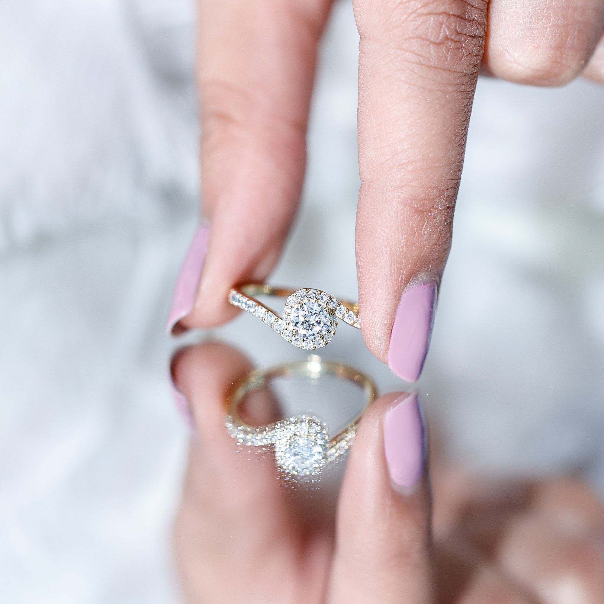 Certified 5 MM Lab Grown Diamond Bypass Engagement Ring Lab - ( EF-VS ) - Rosec Jewels