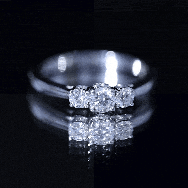 Lab Grown Diamond Minimal 3 Stone Engagement Ring Lab - ( EF-VS ) - Rosec Jewels