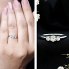 Lab Grown Diamond Minimal 3 Stone Engagement Ring Lab - ( EF-VS ) - Rosec Jewels
