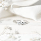 Lab Grown Diamond Minimal 3 Stone Engagement Ring Lab - ( EF-VS ) - Rosec Jewels