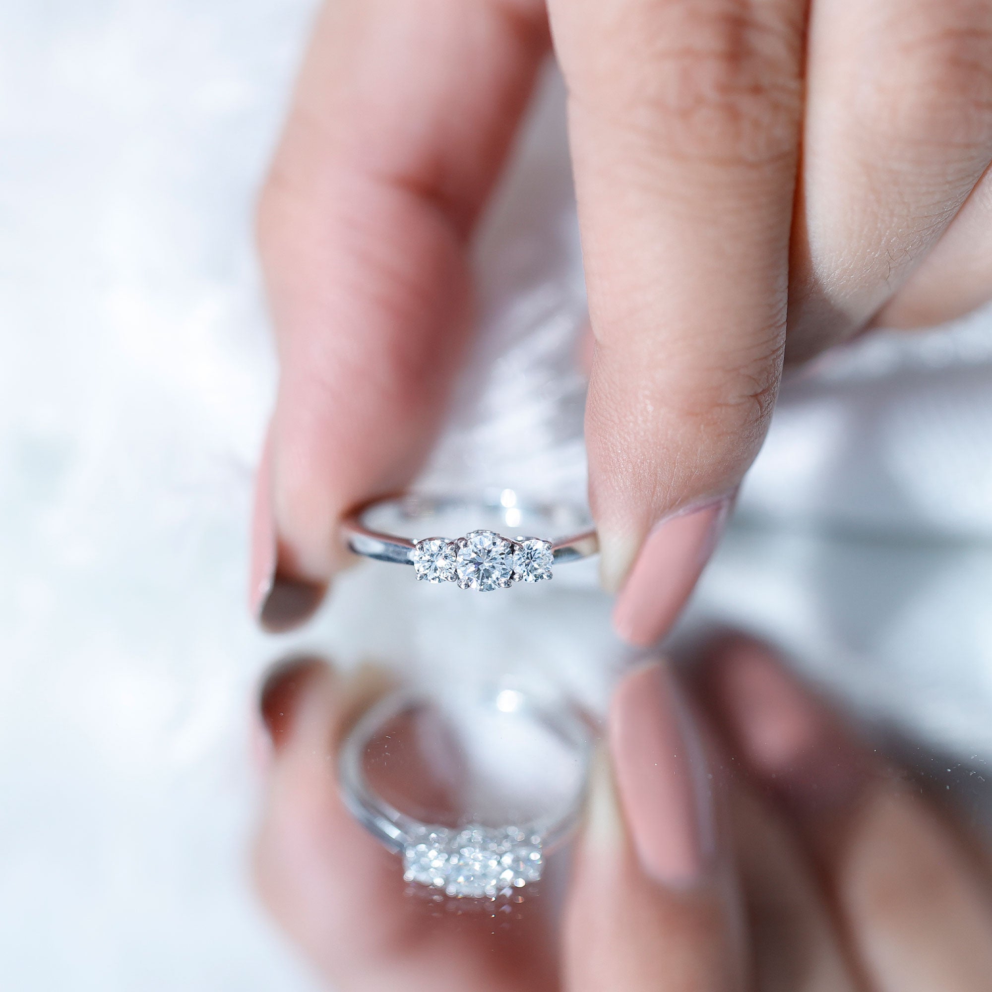 Rosec Jewels-Lab Grown Diamond Minimal 3 Stone Engagement Ring