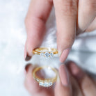 Lab Grown Diamond Minimal 3 Stone Engagement Ring Lab - ( EF-VS ) - Rosec Jewels