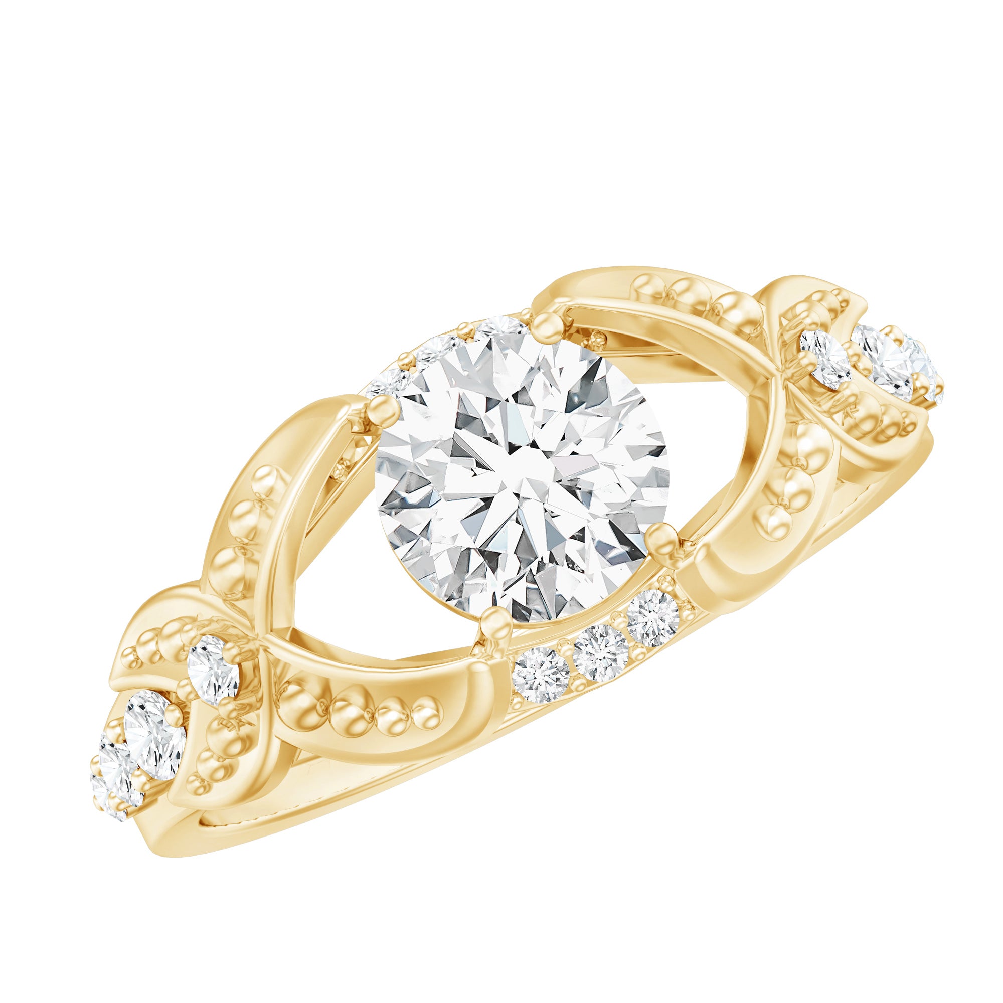 Certified 6 MM Lab Grown Diamond Vintage Inspired Engagement Ring Lab - ( EF-VS ) - Rosec Jewels
