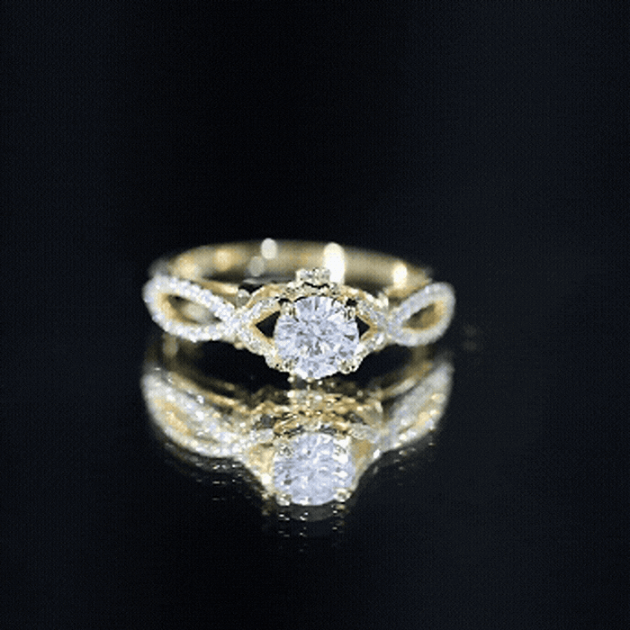 Certified 6 MM Lab Grown Diamond Crossover Engagement Ring Lab - ( EF-VS ) - Rosec Jewels