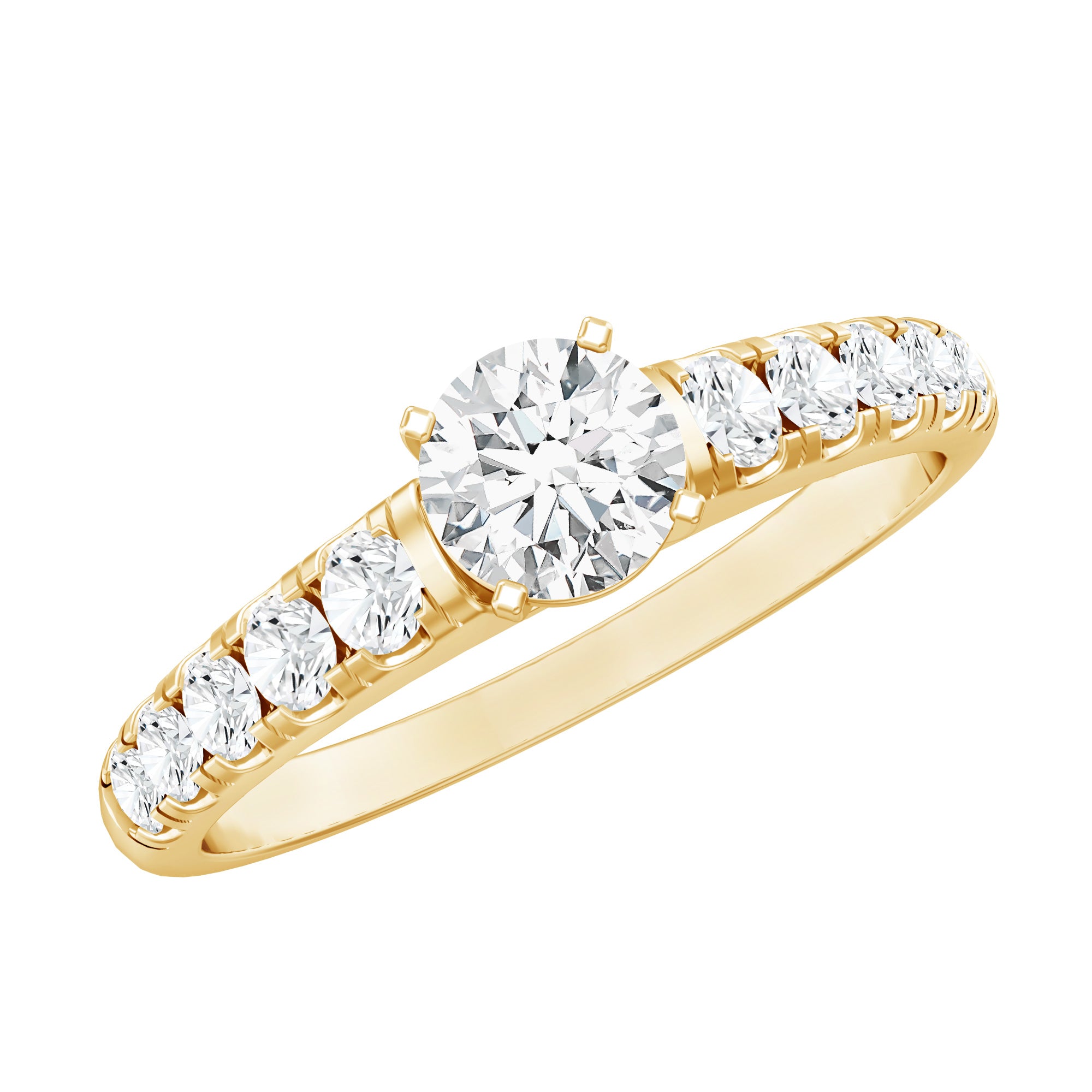 Rosec Jewels-Lab Grown Diamond Classic Engagement Ring With Side Stones