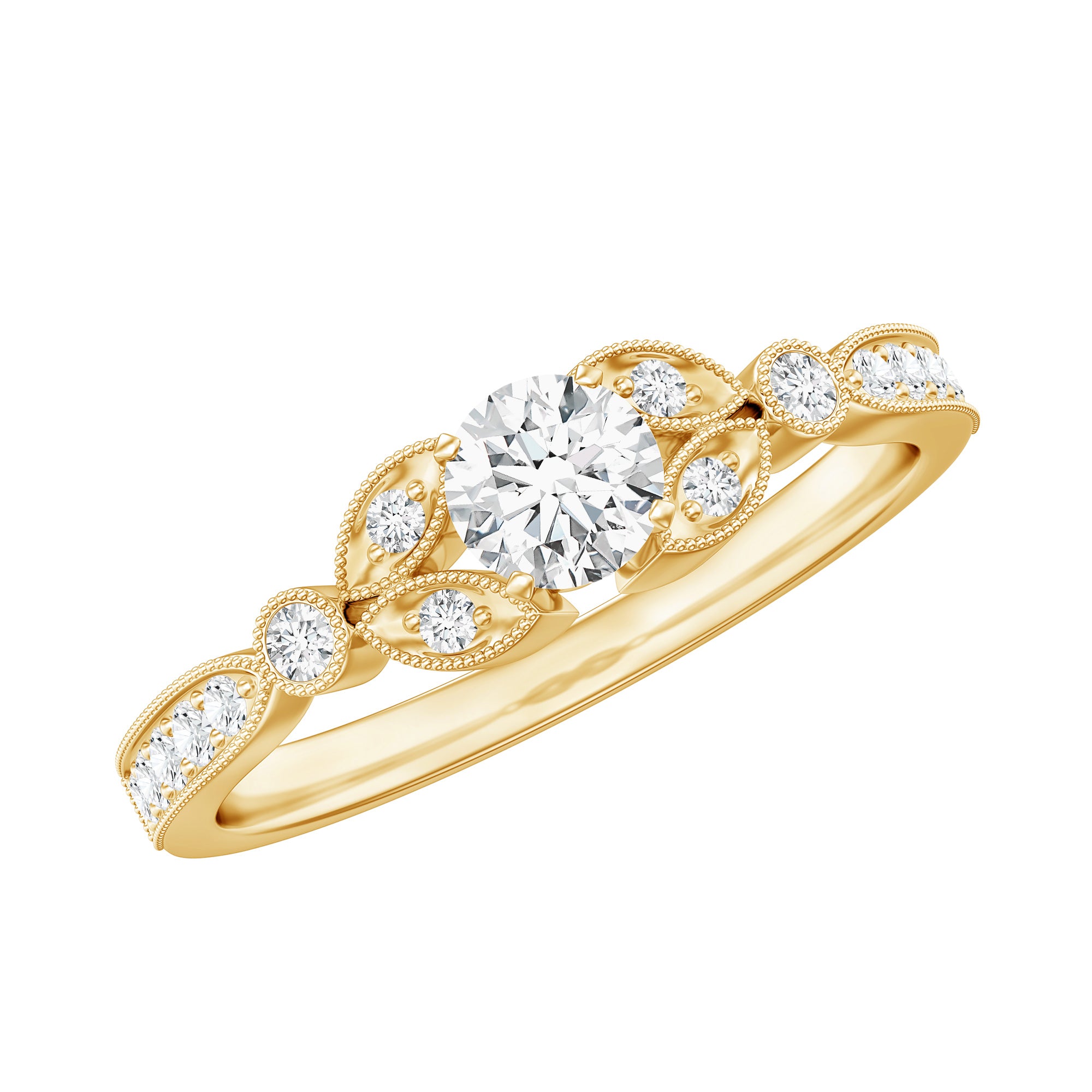 Certified Lab Grown Diamond Minimal Engagement Ring Lab - ( EF-VS ) - Rosec Jewels