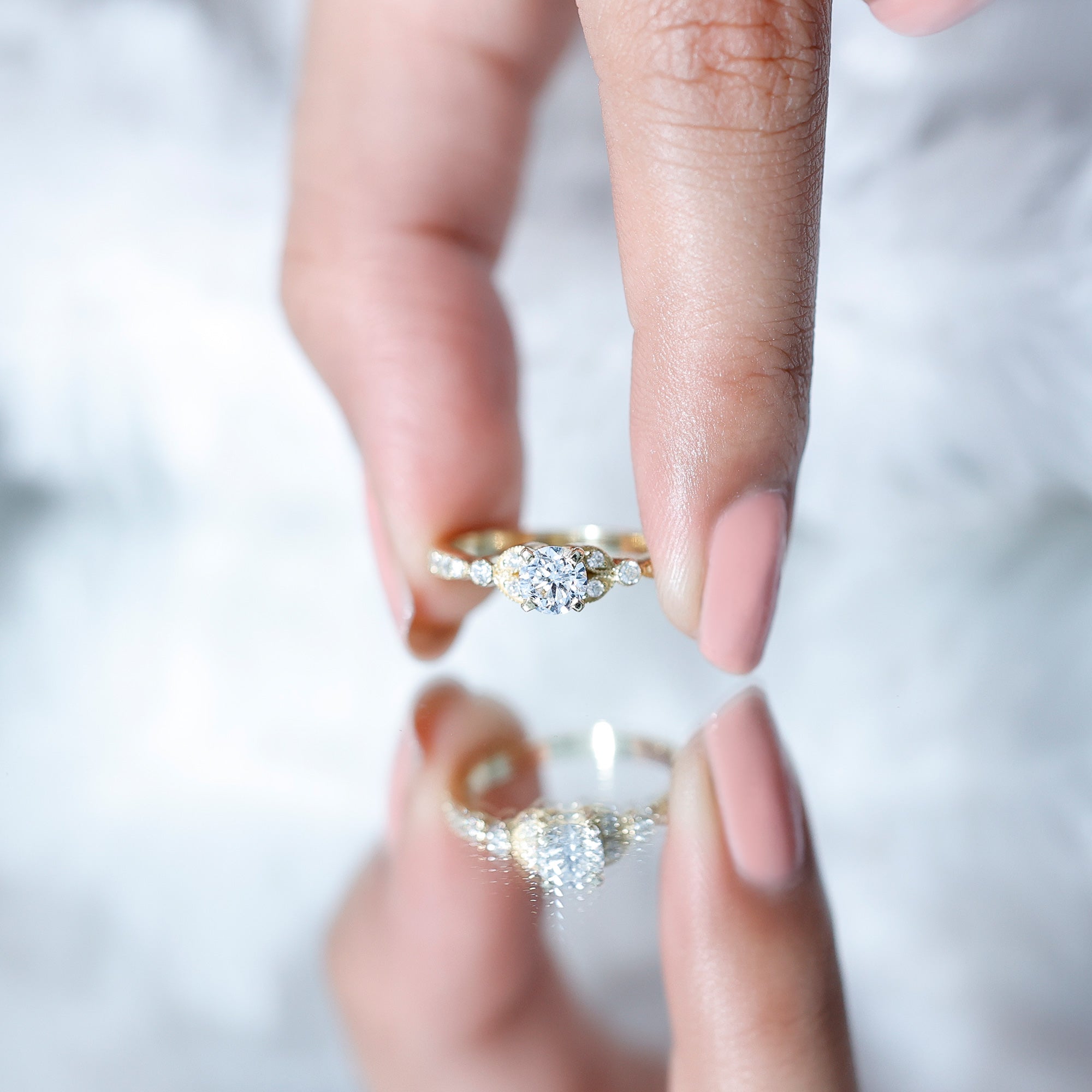 Certified Lab Grown Diamond Minimal Engagement Ring Lab - ( EF-VS ) - Rosec Jewels