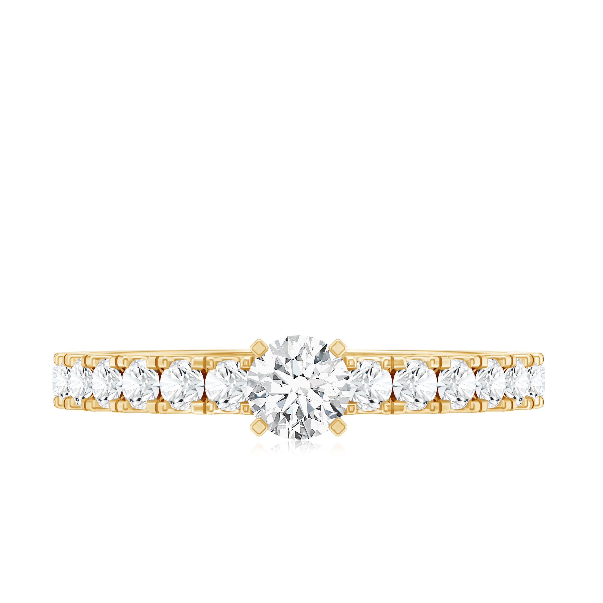 Certified Lab Grown Diamond Engagement Ring with Side Stones Lab - ( EF-VS ) - Rosec Jewels