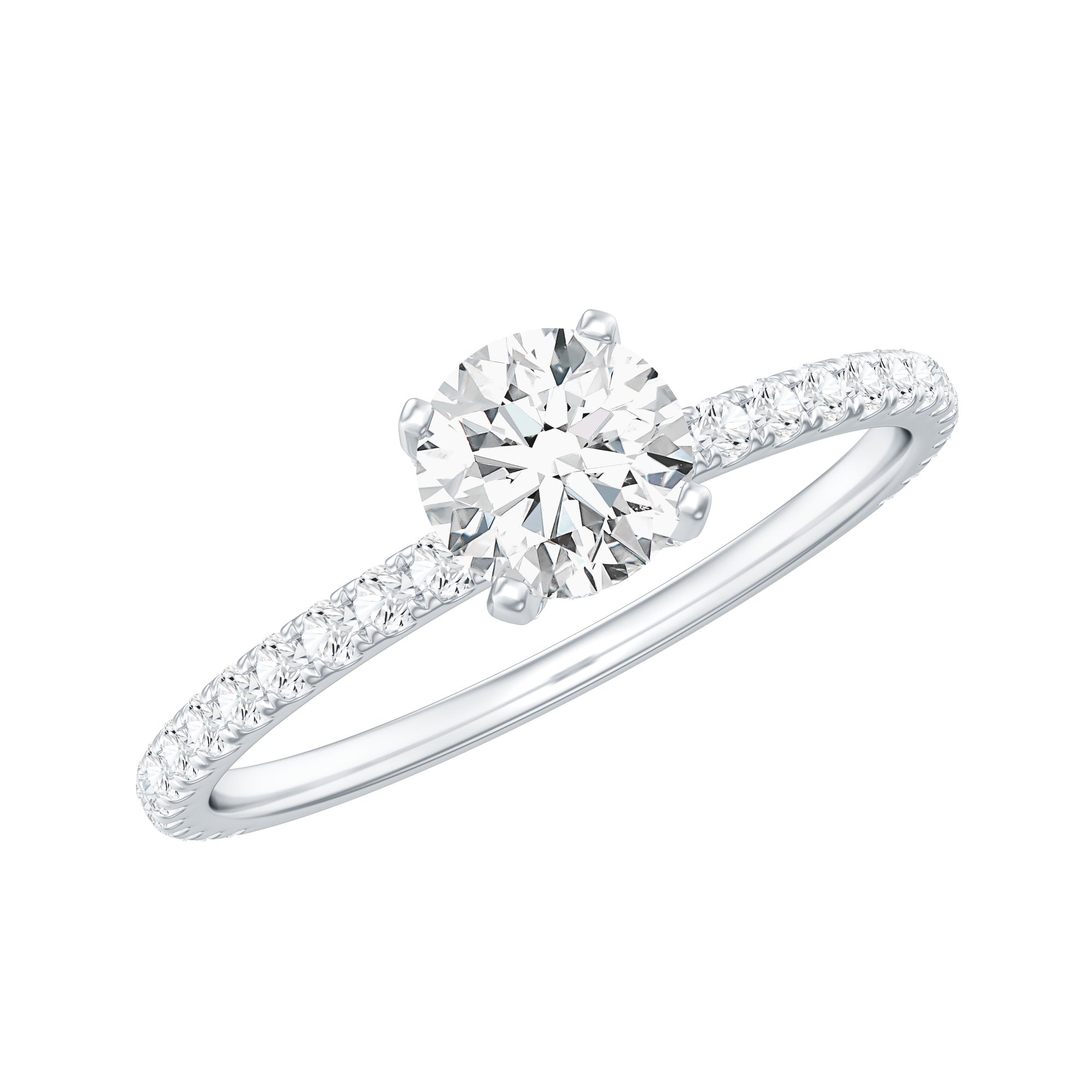 Lab Grown Diamond 5 MM Solitaire Engagement Ring with Side Stones