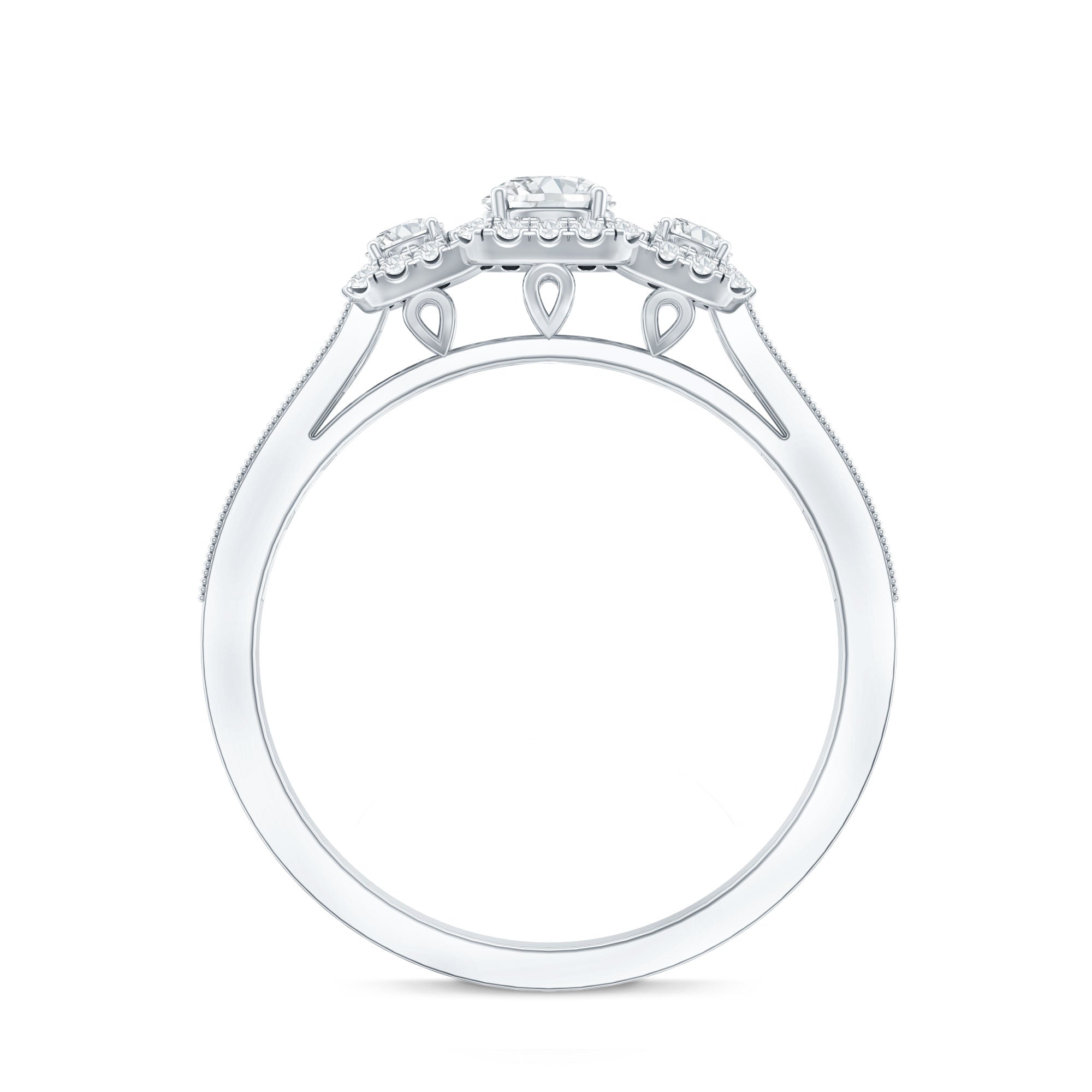 Certified Lab Grown Diamond Three Stone Engagement Ring Lab - ( EF-VS ) - Rosec Jewels