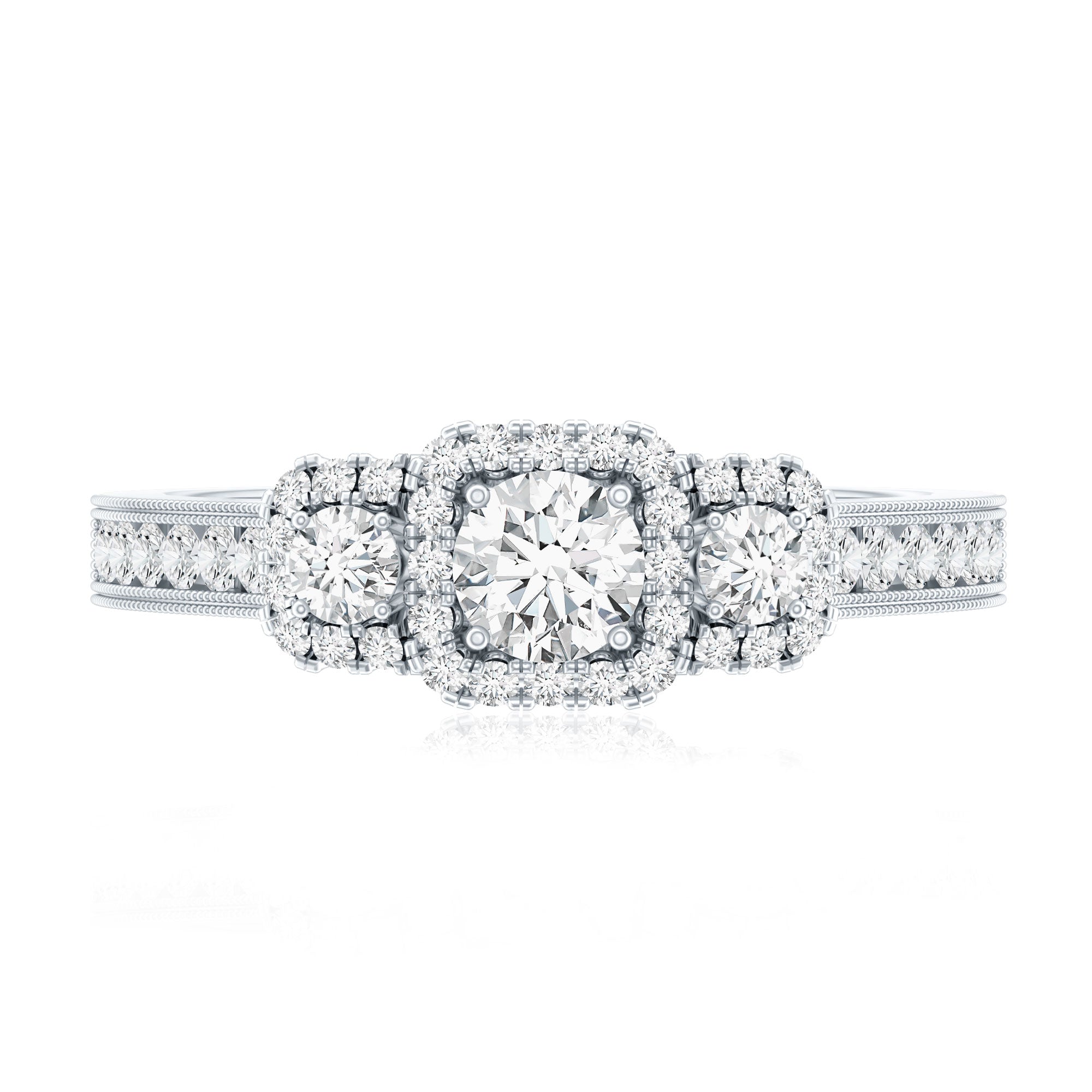 Certified Lab Grown Diamond Three Stone Engagement Ring Lab - ( EF-VS ) - Rosec Jewels