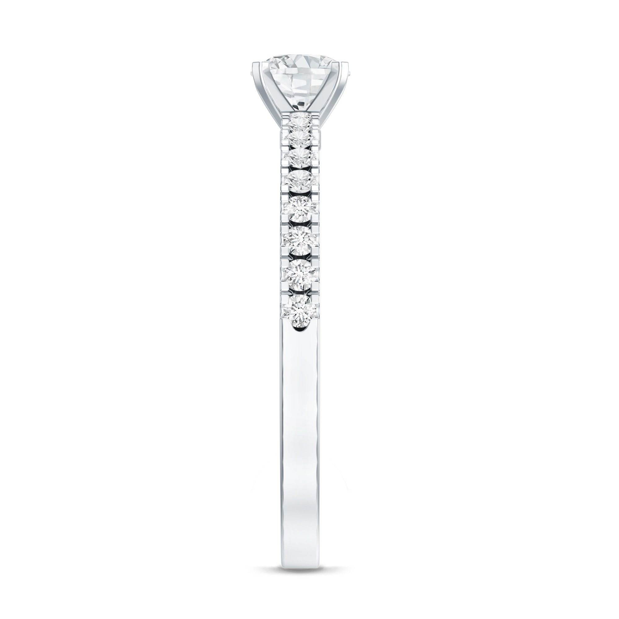 5 MM Lab Grown Diamond Simple Engagement Ring with Side Stones Lab - ( EF-VS ) - Rosec Jewels