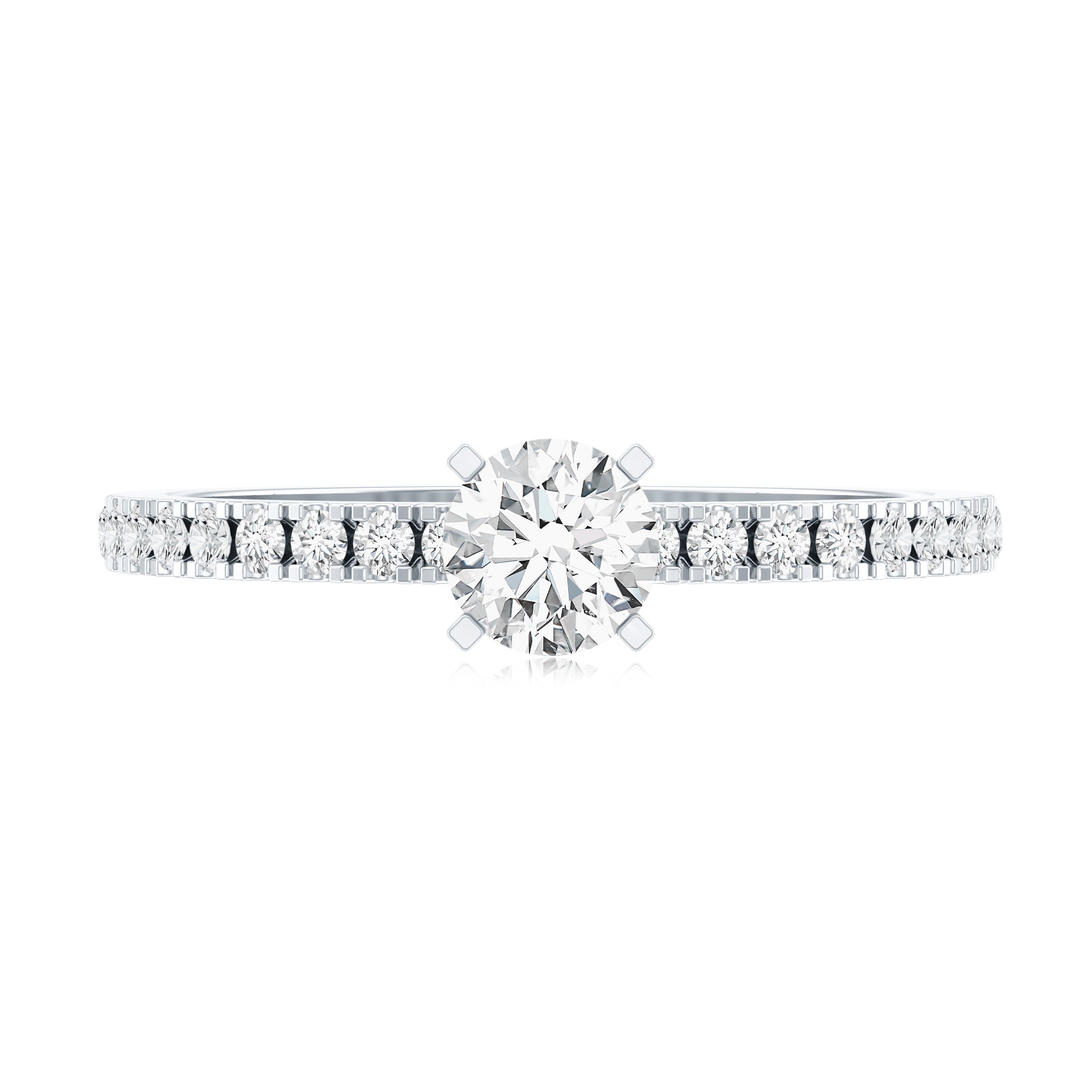 5 MM Lab Grown Diamond Simple Engagement Ring with Side Stones Lab - ( EF-VS ) - Rosec Jewels