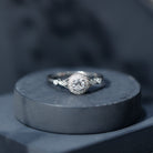 Certified 5 MM Lab Grown Diamond Halo Engagement Ring With Side Stones Lab - ( EF-VS ) - Rosec Jewels