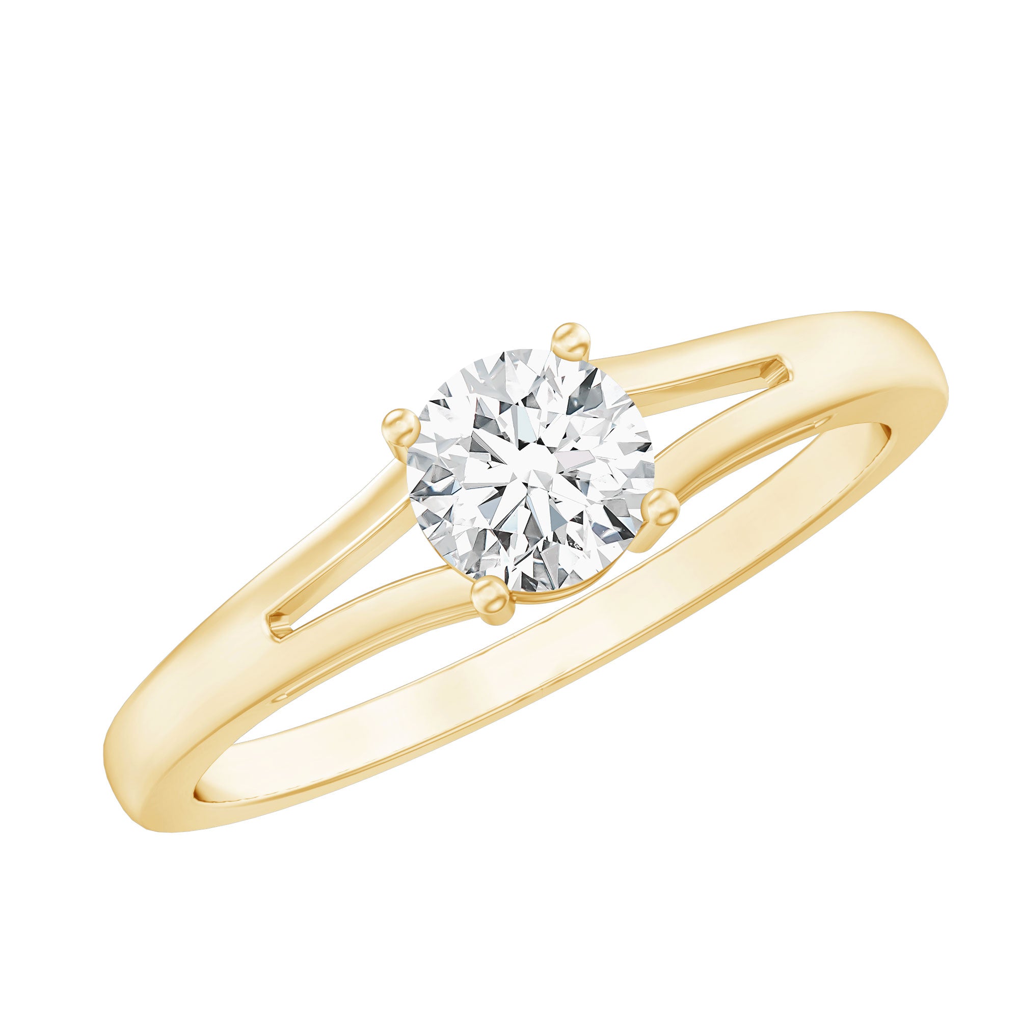 Rosec Jewels-Lab Grown Diamond 5 MM Solitaire Promise Ring With Split Shank