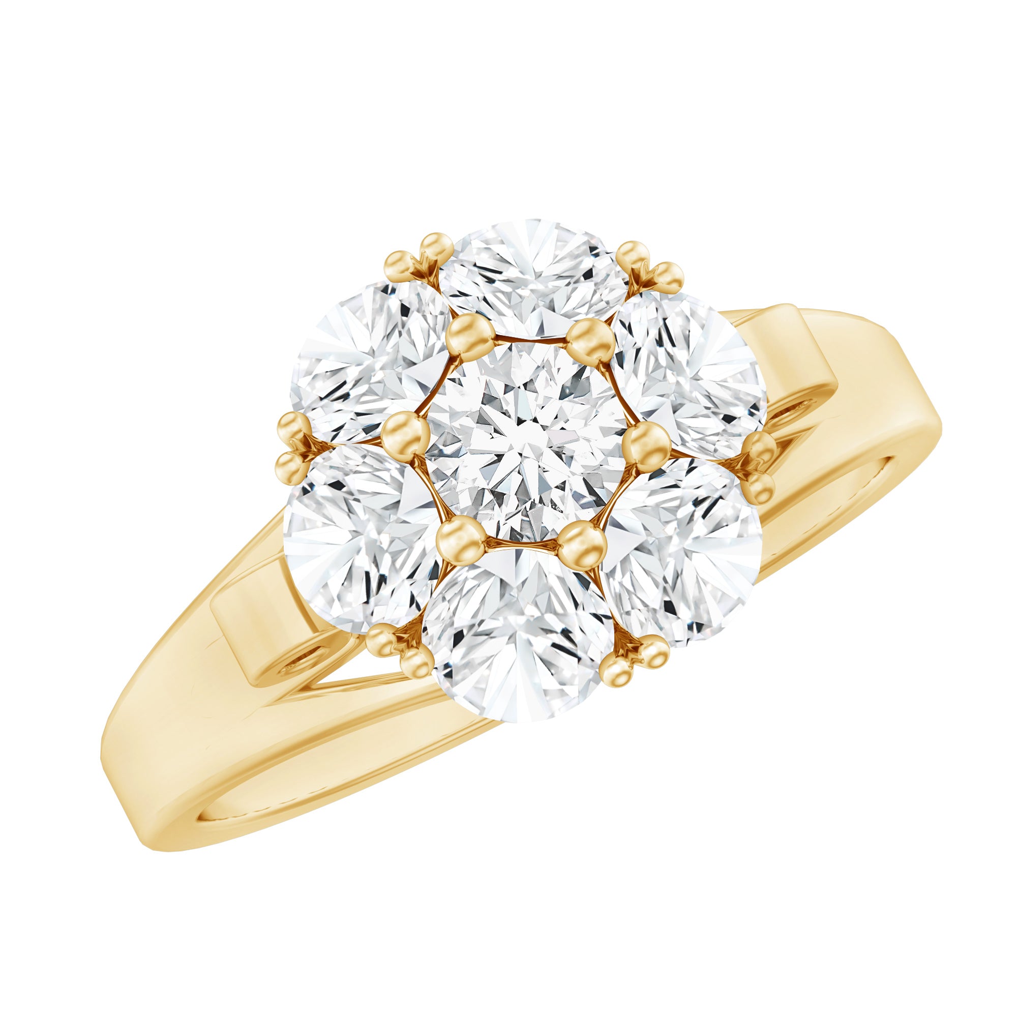 Certified Lab Grown Diamond Flower Engagement Ring Lab - ( EF-VS ) - Rosec Jewels