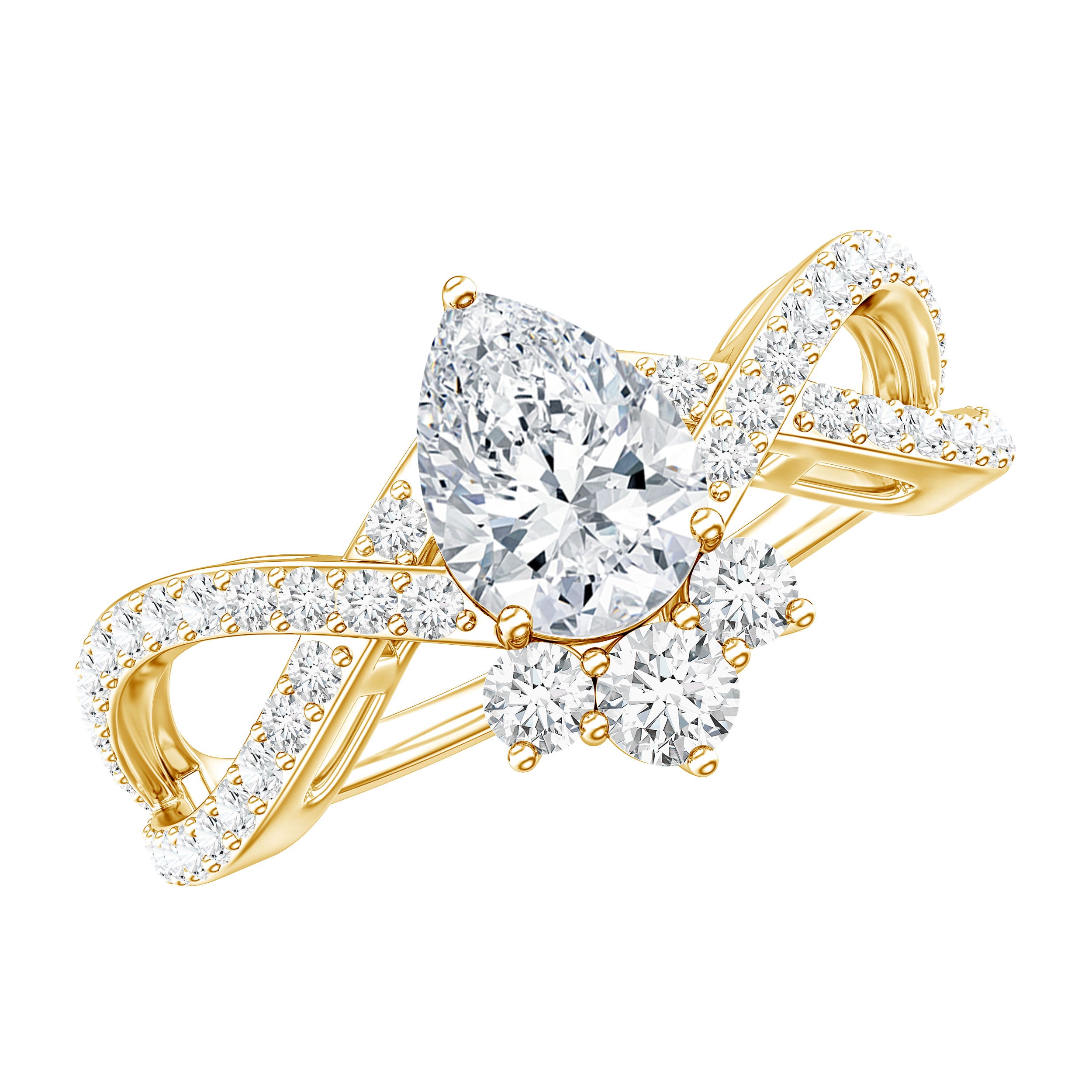 Rosec Jewels-Lab Grown Diamond Teardrop Designer Engagement Ring