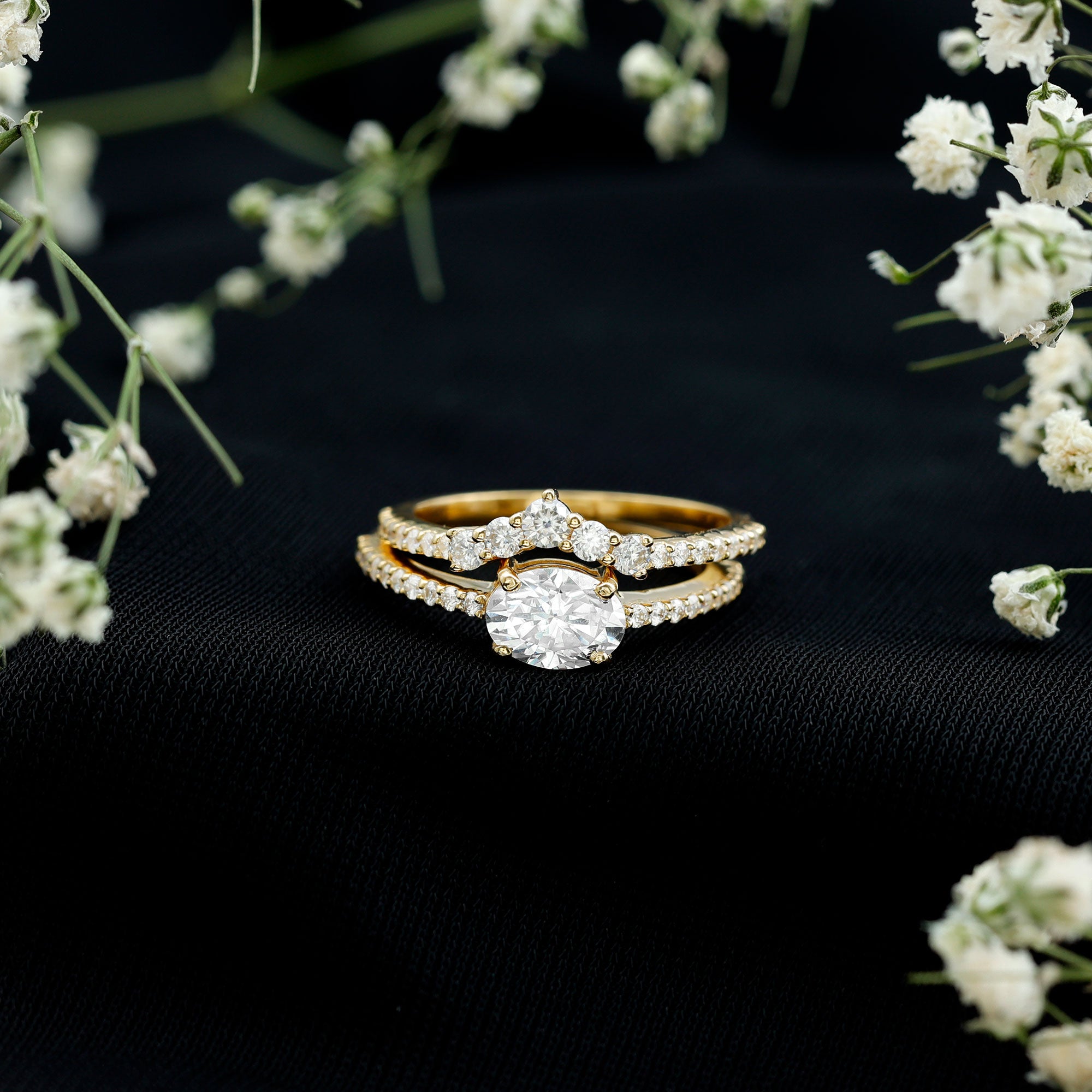 Certified 5X7 MM Lab Grown Diamond Engagement Ring Enhancer Lab - ( EF-VS ) - Rosec Jewels