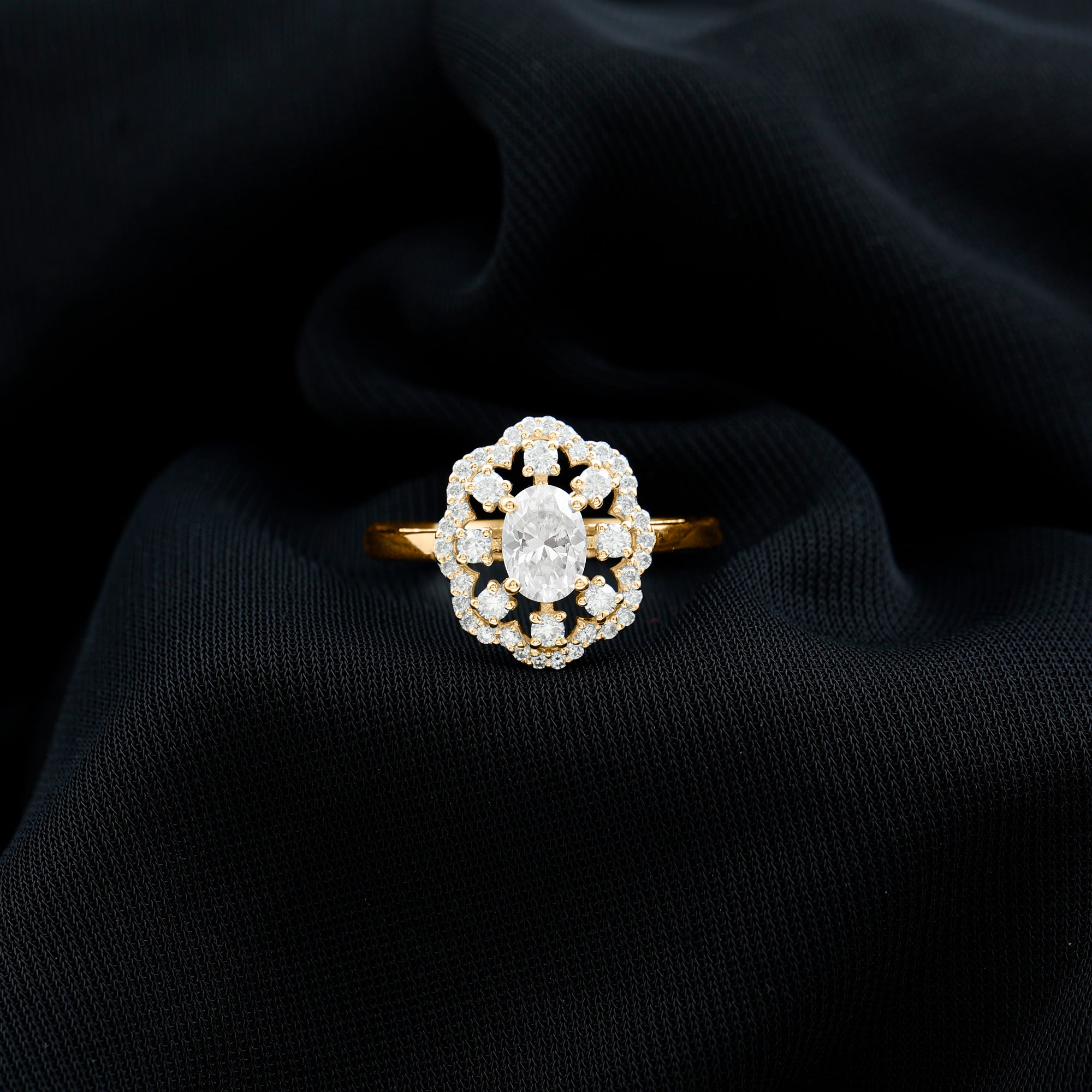Certified Lab Grown Diamond Statement Engagement Ring Lab - ( EF-VS ) - Rosec Jewels