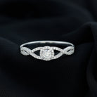 Certified Lab Grown Diamond Halo Criss Cross Engagement Ring Lab - ( EF-VS ) - Rosec Jewels