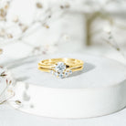 Lab Grown Diamond Minimal Engagement Ring With Enhancer Lab - ( EF-VS ) - Rosec Jewels