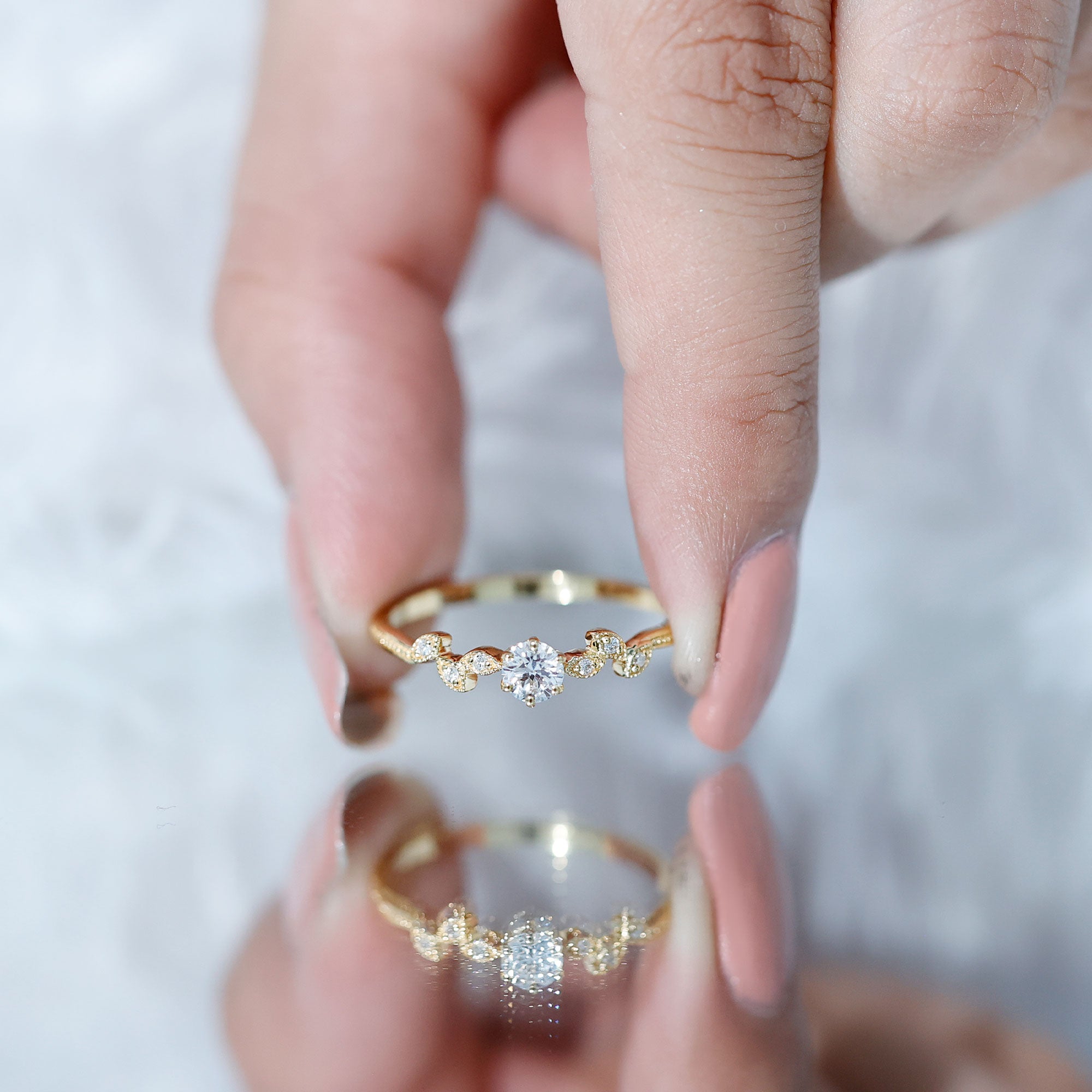 Certified Lab Grown Diamond Minimalist Promise Ring Lab - ( EF-VS ) - Rosec Jewels