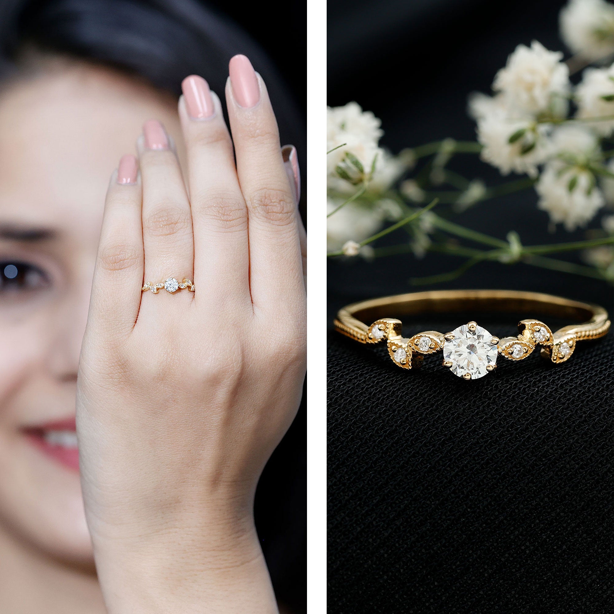 Certified Lab Grown Diamond Minimalist Promise Ring Lab - ( EF-VS ) - Rosec Jewels