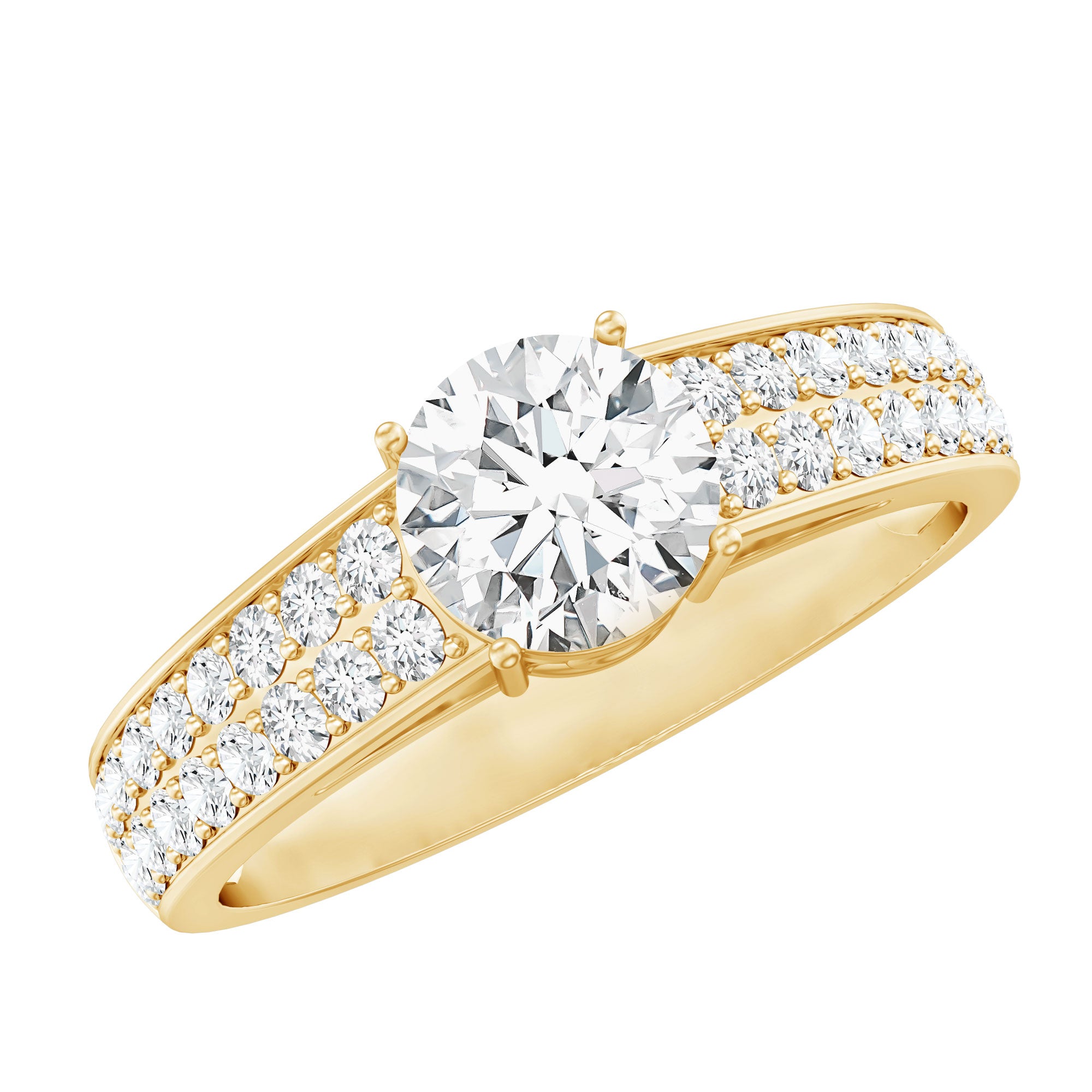 Rosec Jewels-Certified Lab Grown Diamond 1Ct Engagement Ring With Side Stones