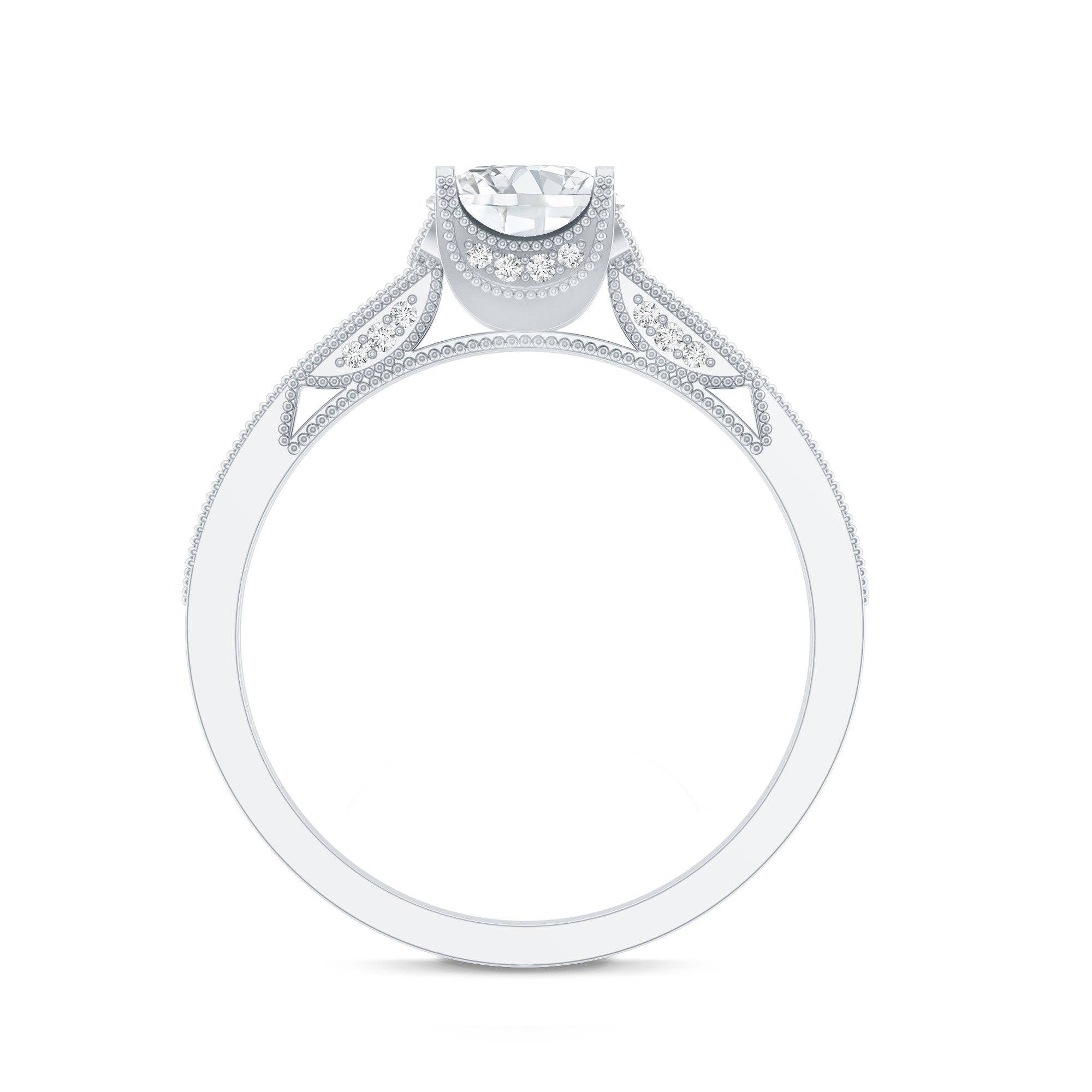 Certified Lab Grown Diamond 6 MM Round Engagement Ring With Side Stones Lab - ( EF-VS ) - Rosec Jewels