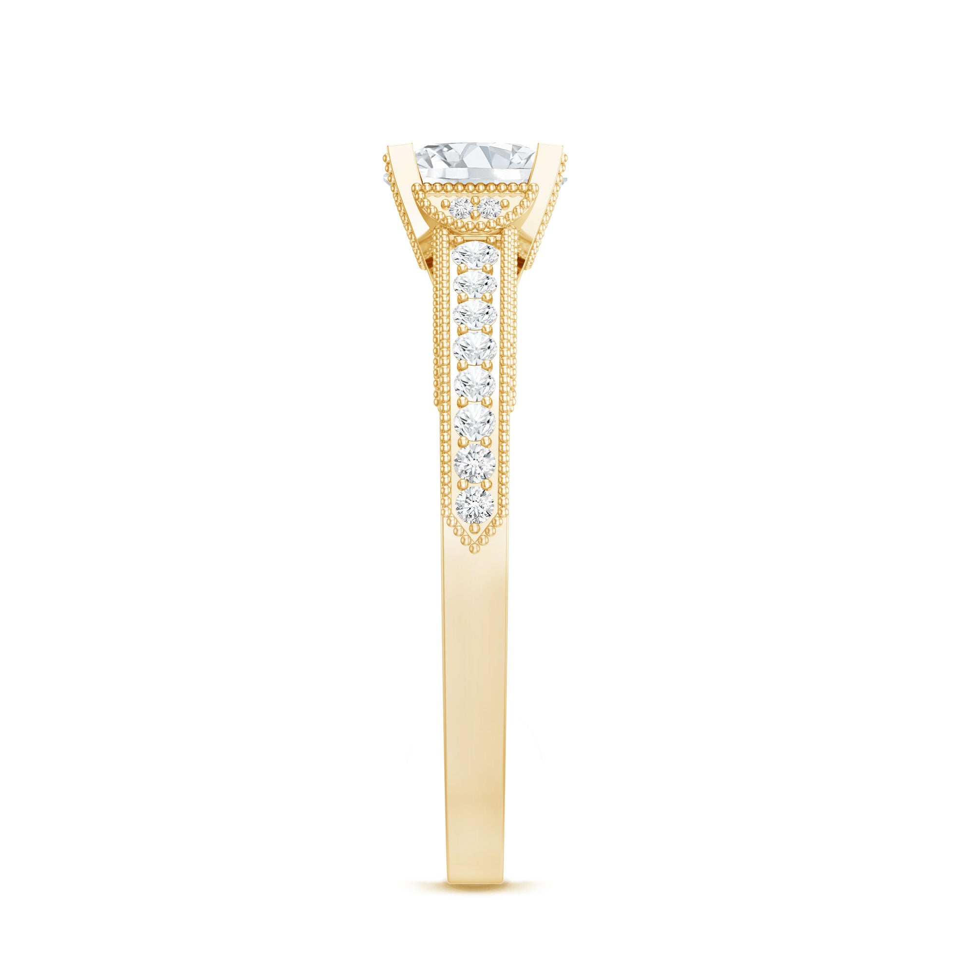 Certified Lab Grown Diamond 6 MM Round Engagement Ring With Side Stones Lab - ( EF-VS ) - Rosec Jewels