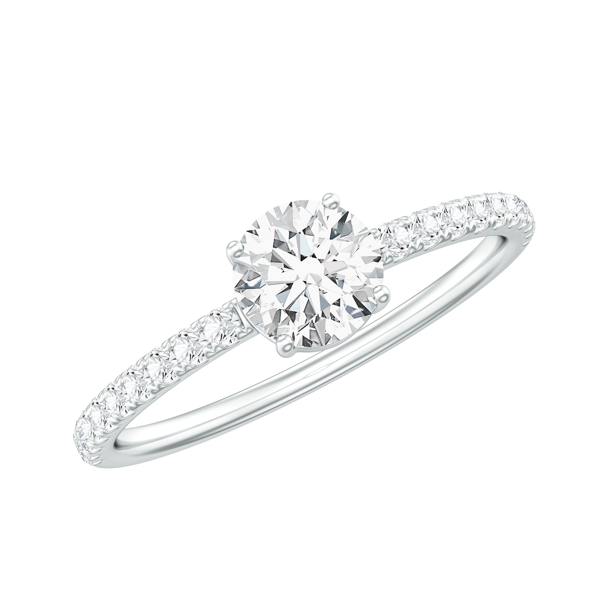 Certified 5 MM Lab Grown Diamond Engagement Ring With Side Stones Lab - ( EF-VS ) - Rosec Jewels