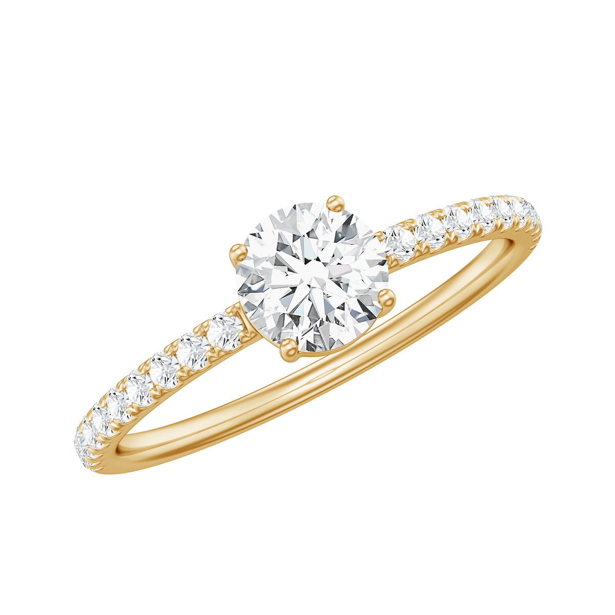 Rosec Jewels Certified 5 MM Lab Grown Diamond Engagement Ring With Side Stones